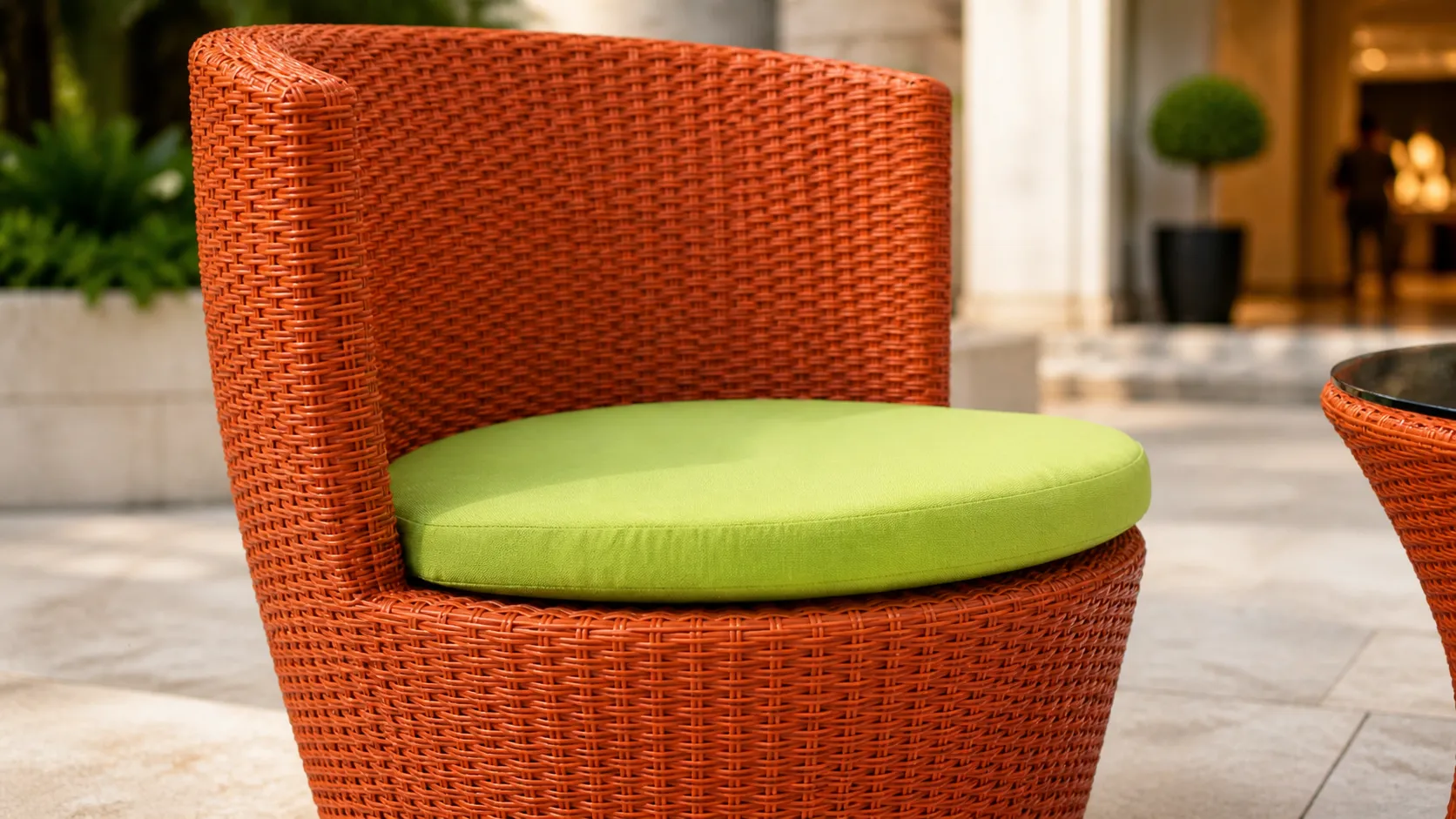 Orange Wicker Bistro Set for Patio and Balcony Projects