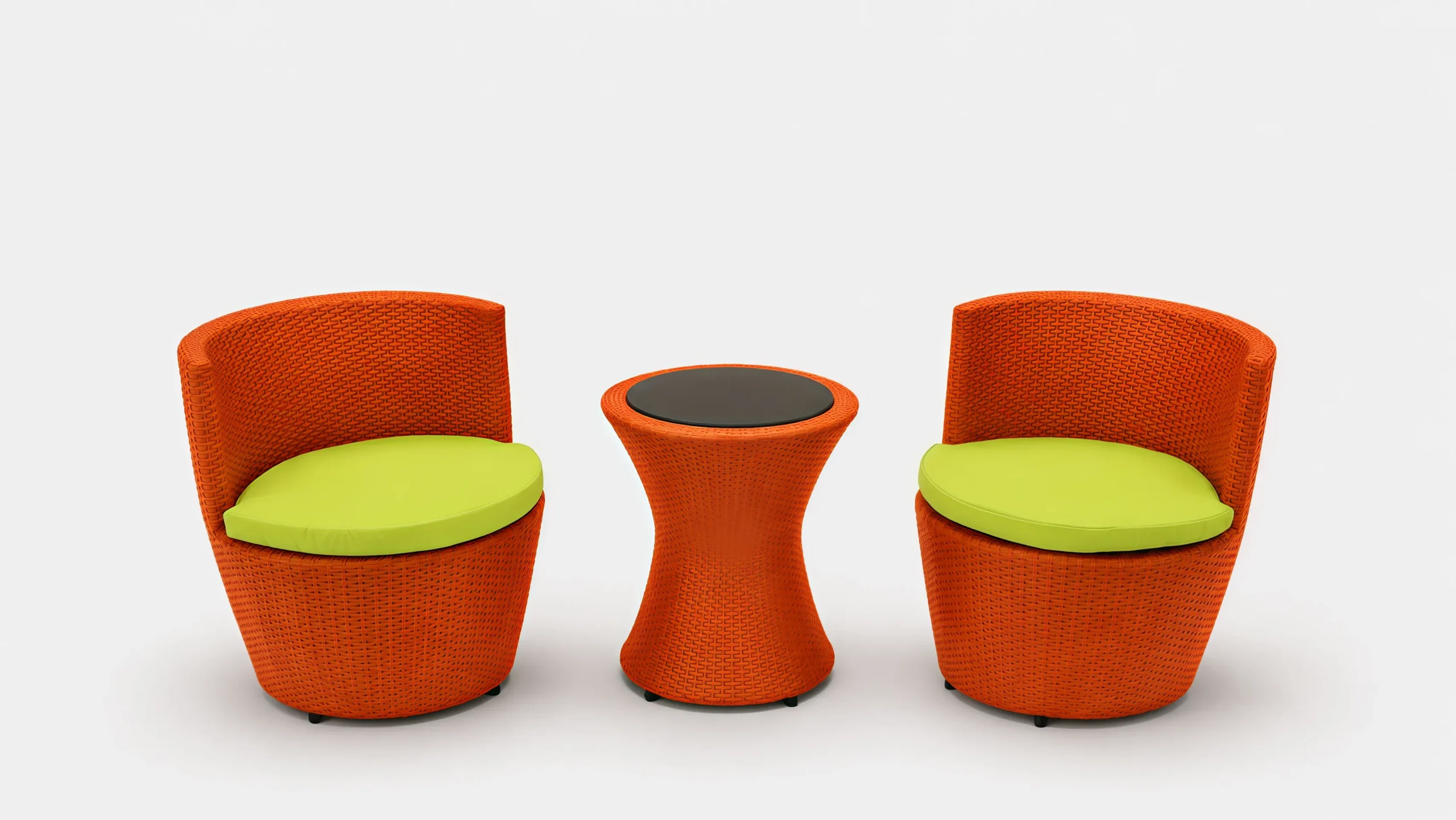 Orange Wicker Bistro Set for Patio and Balcony Projects