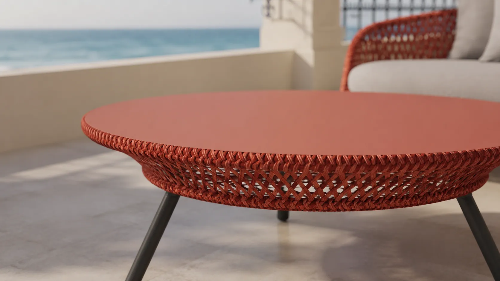 Orange Wicker Outdoor Conversation Set for Hospitality Projects