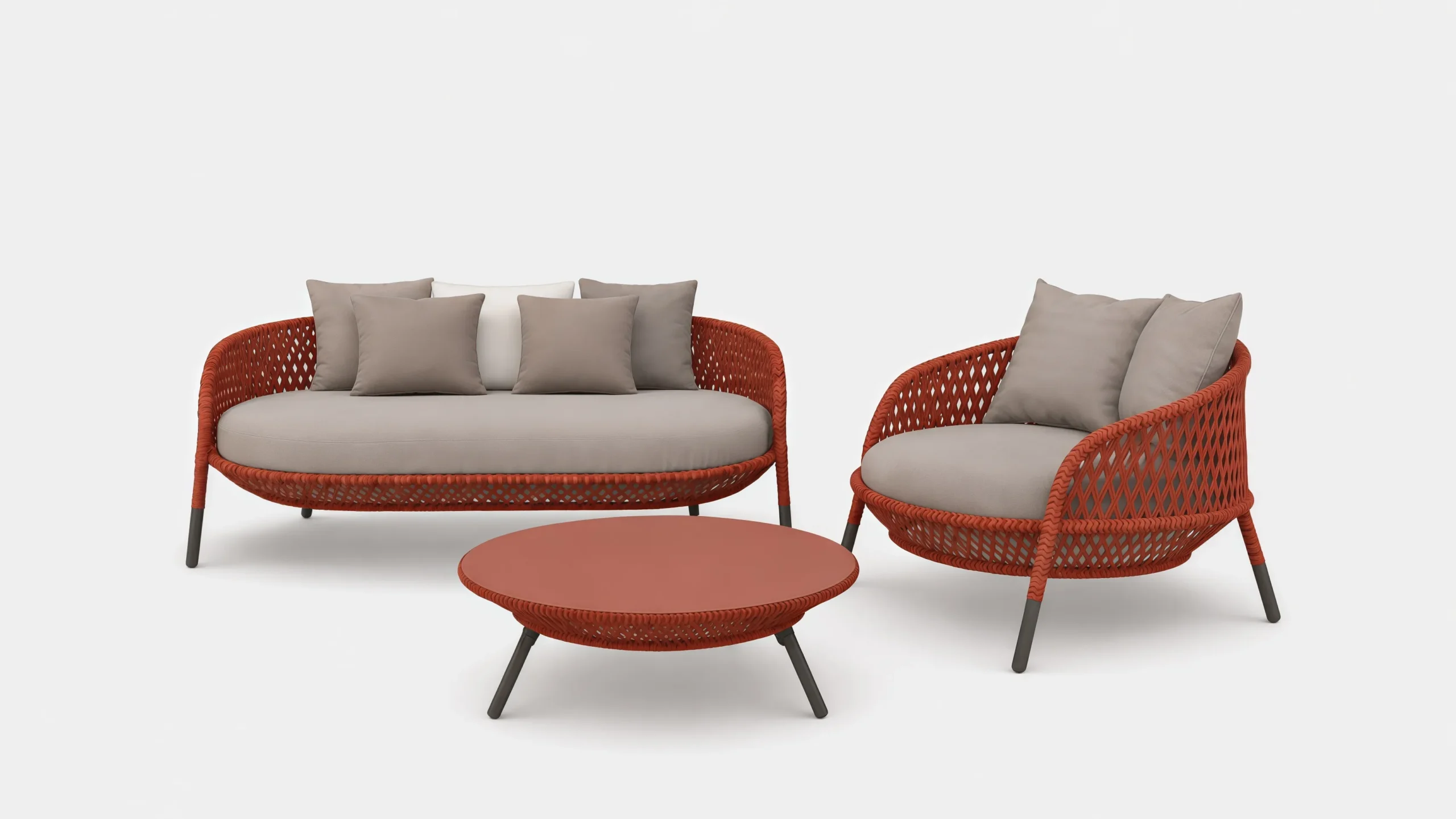 Orange Wicker Outdoor Conversation Set for Hospitality Projects