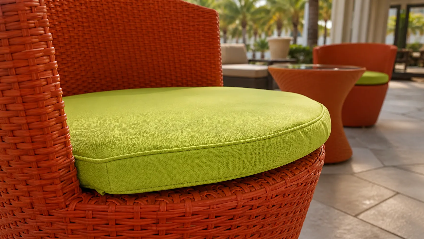 Orange Wicker Bistro Set for Patio and Balcony Projects