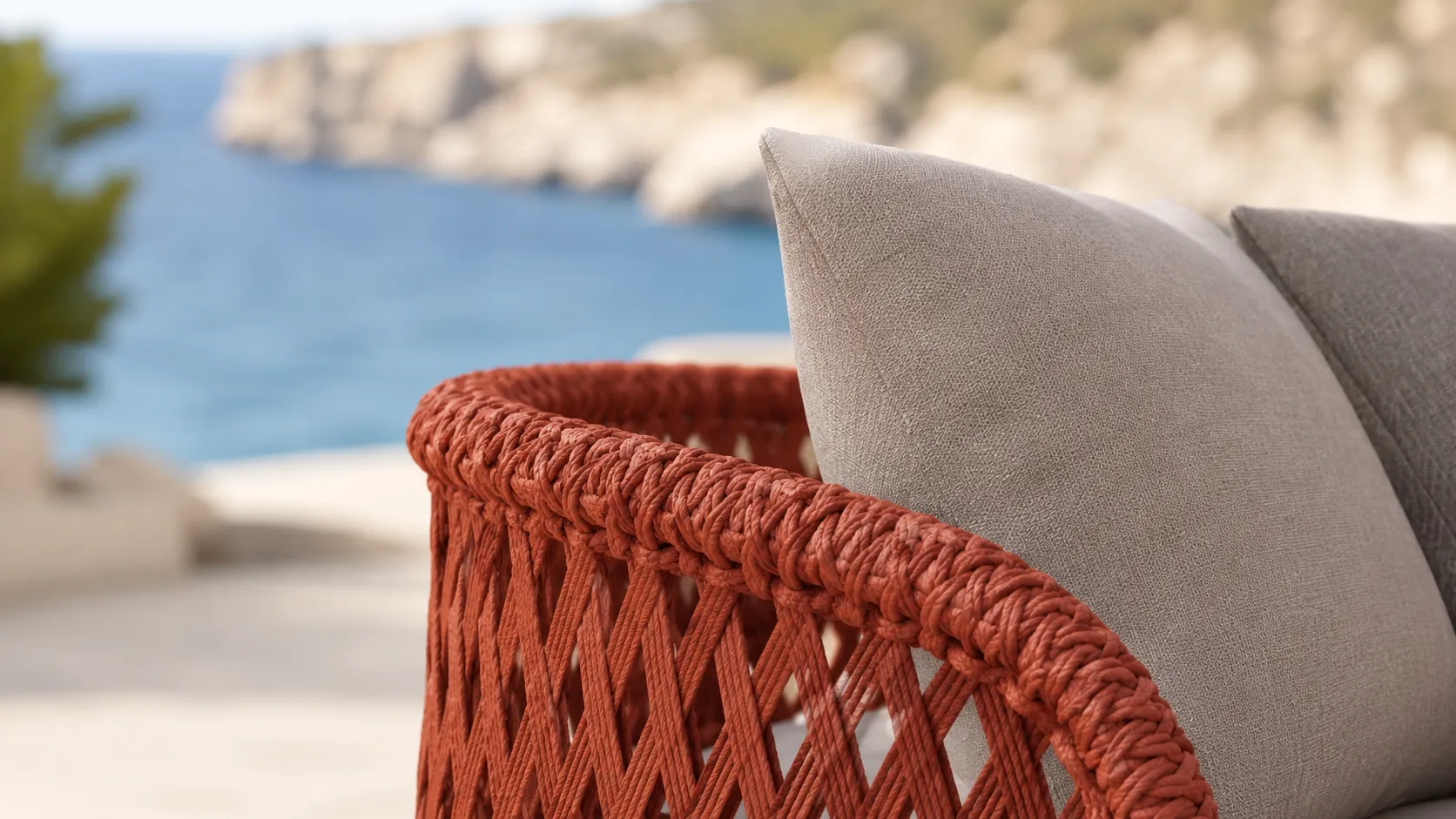 Orange Wicker Outdoor Conversation Set for Hospitality Projects