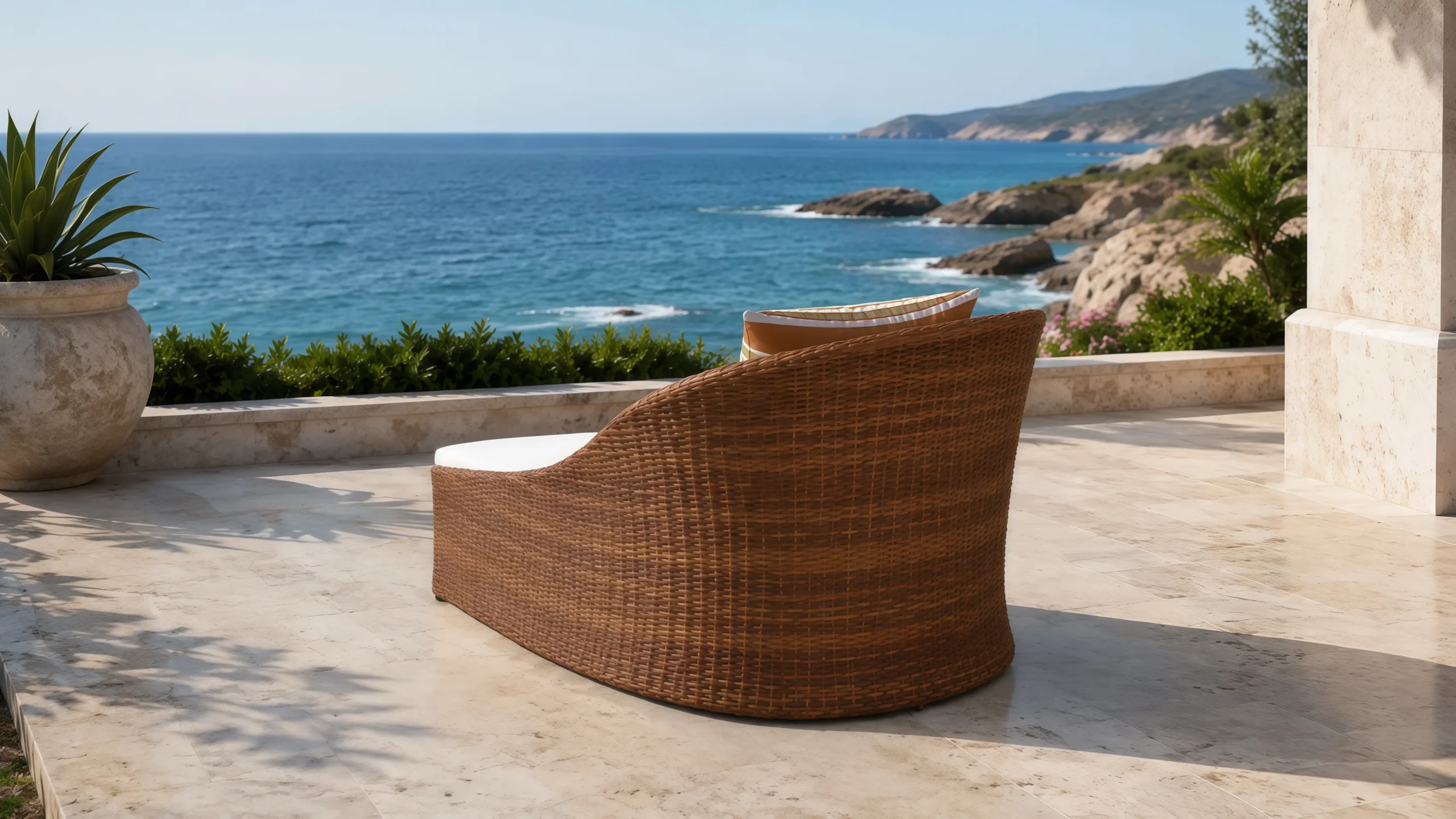 PE Rattan Outdoor Lounge Chair with Stainless Steel Frame