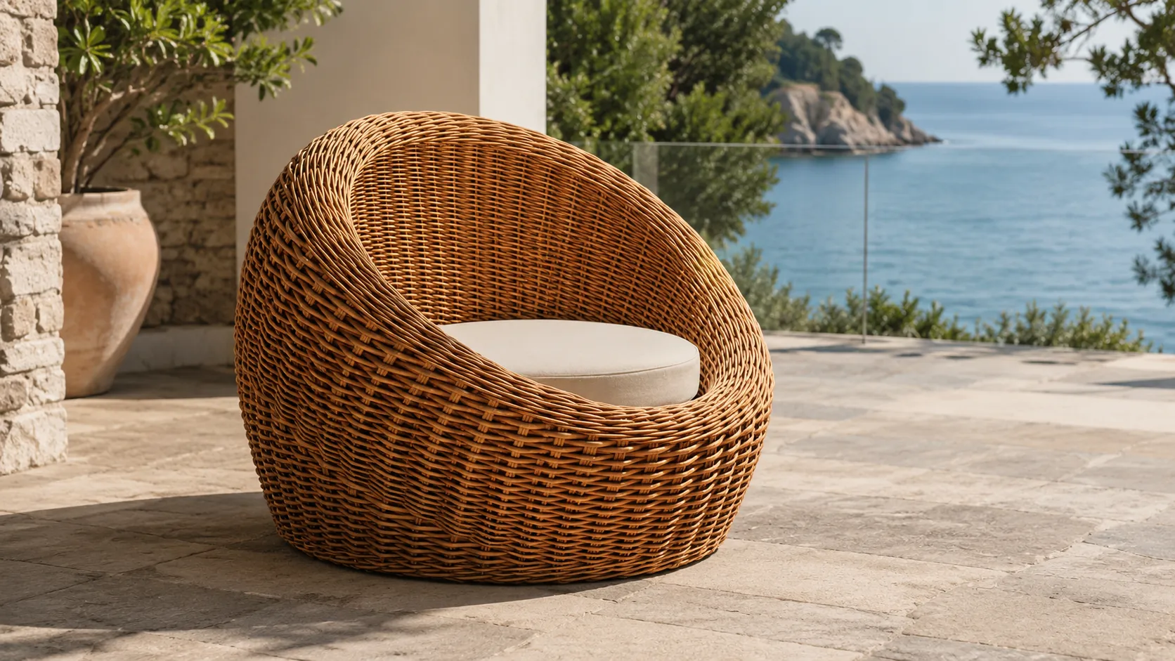 PE Rattan Outdoor Lounge Chair with Cushion for Patio & Resort Seating