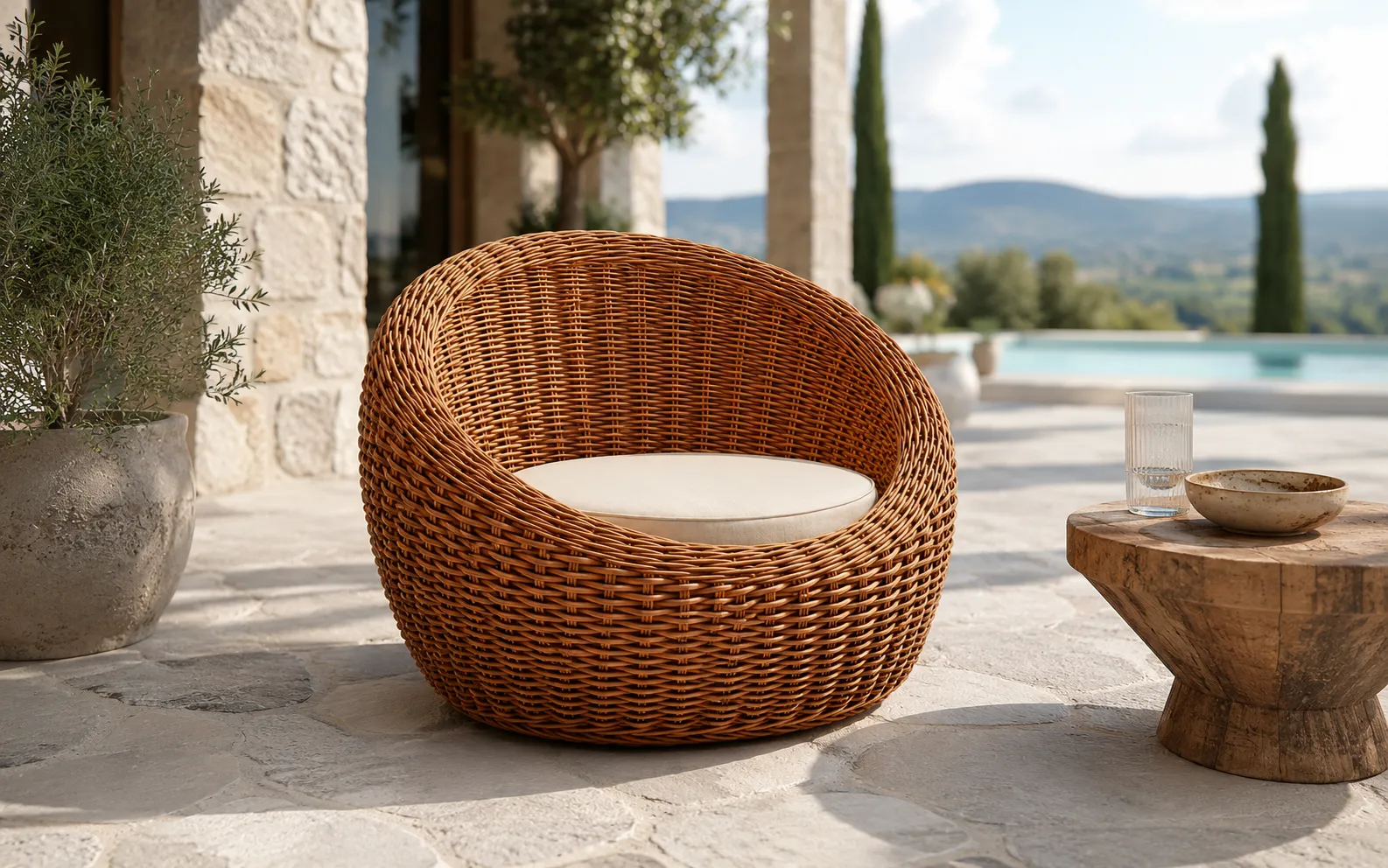 XIMU Furniture PE rattan outdoor lounge chair with cushion