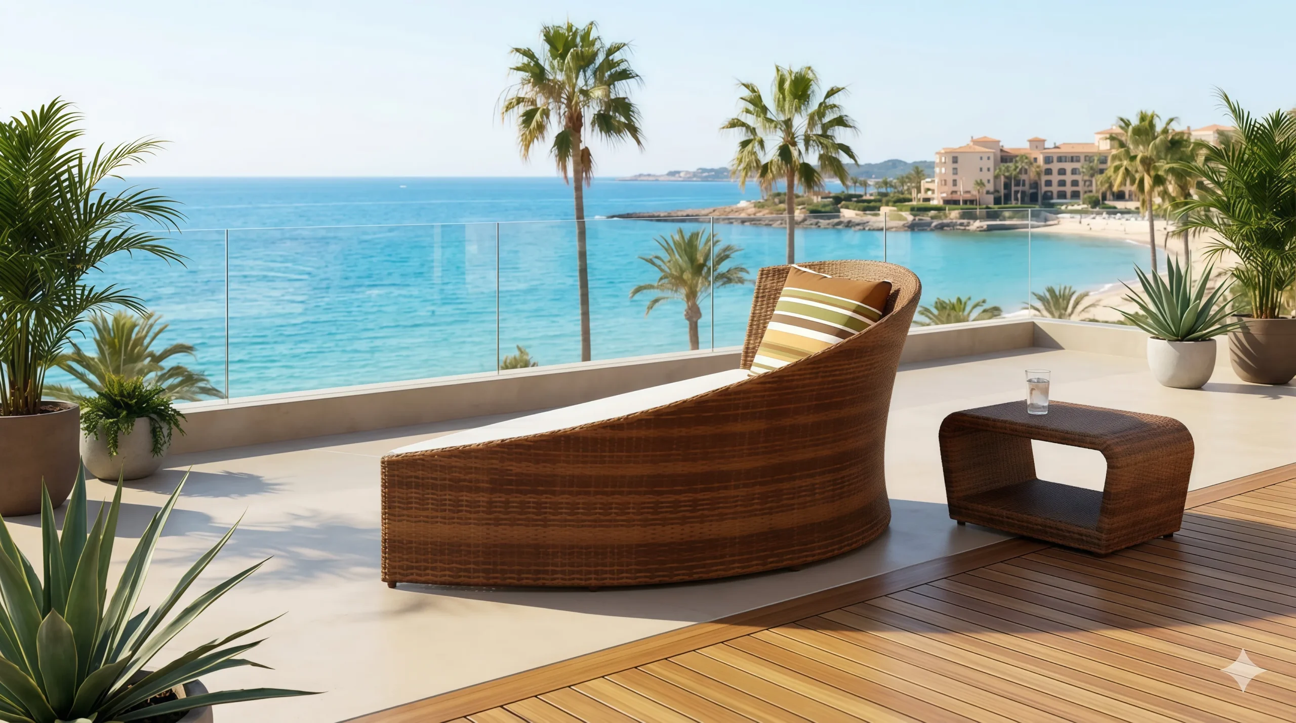 PE Rattan Outdoor Lounge Chair with Stainless Steel Frame