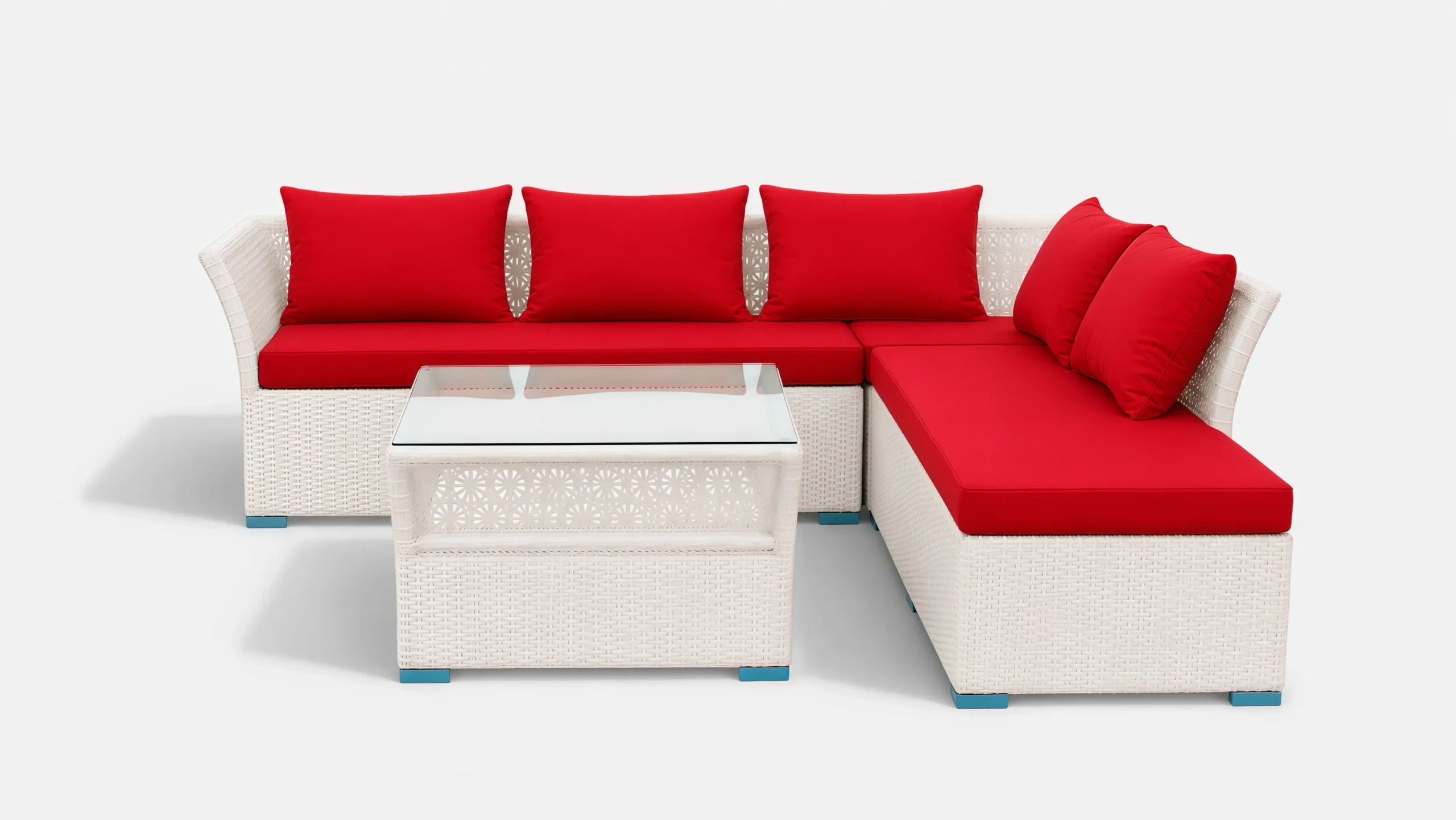 PE Rattan Outdoor Sectional Sofa Set with Coffee Table for Patio & Resort Lounge