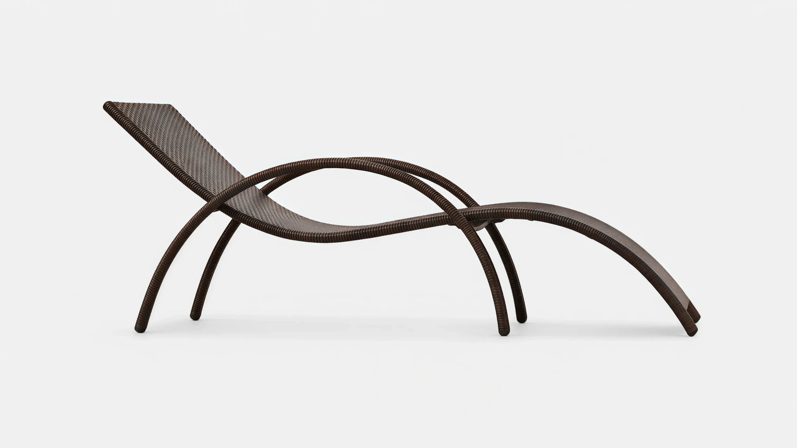 PE Rattan Outdoor Sun Lounger with Stainless Steel Frame