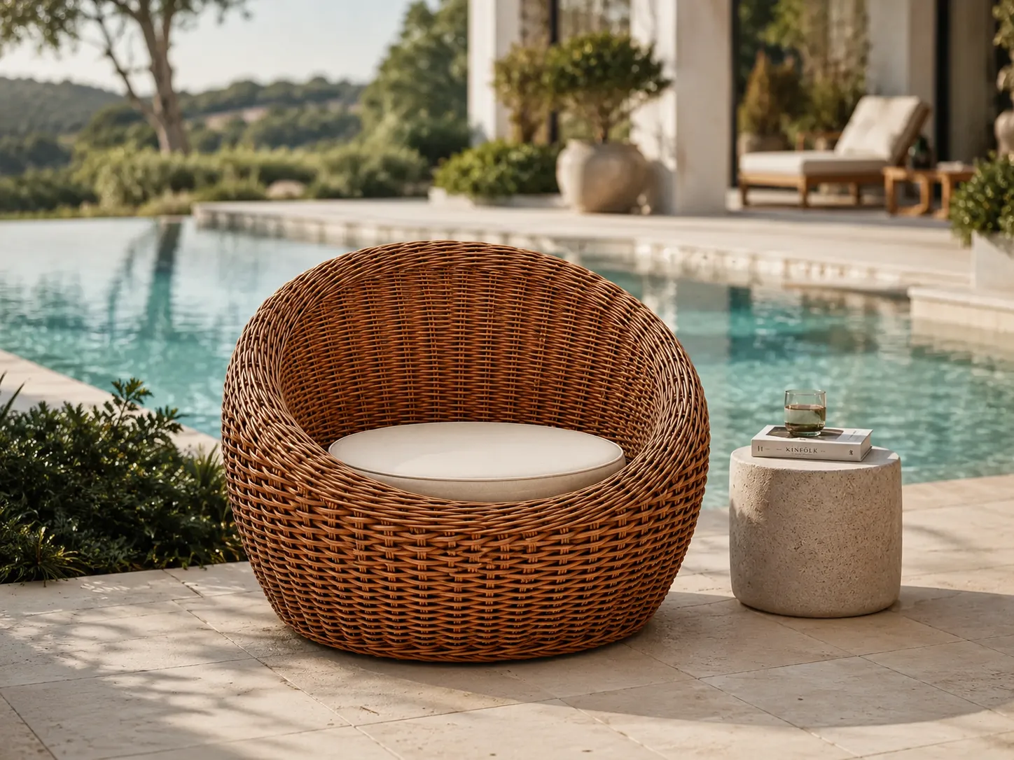 PE rattan lounge chair for poolside outdoor seating