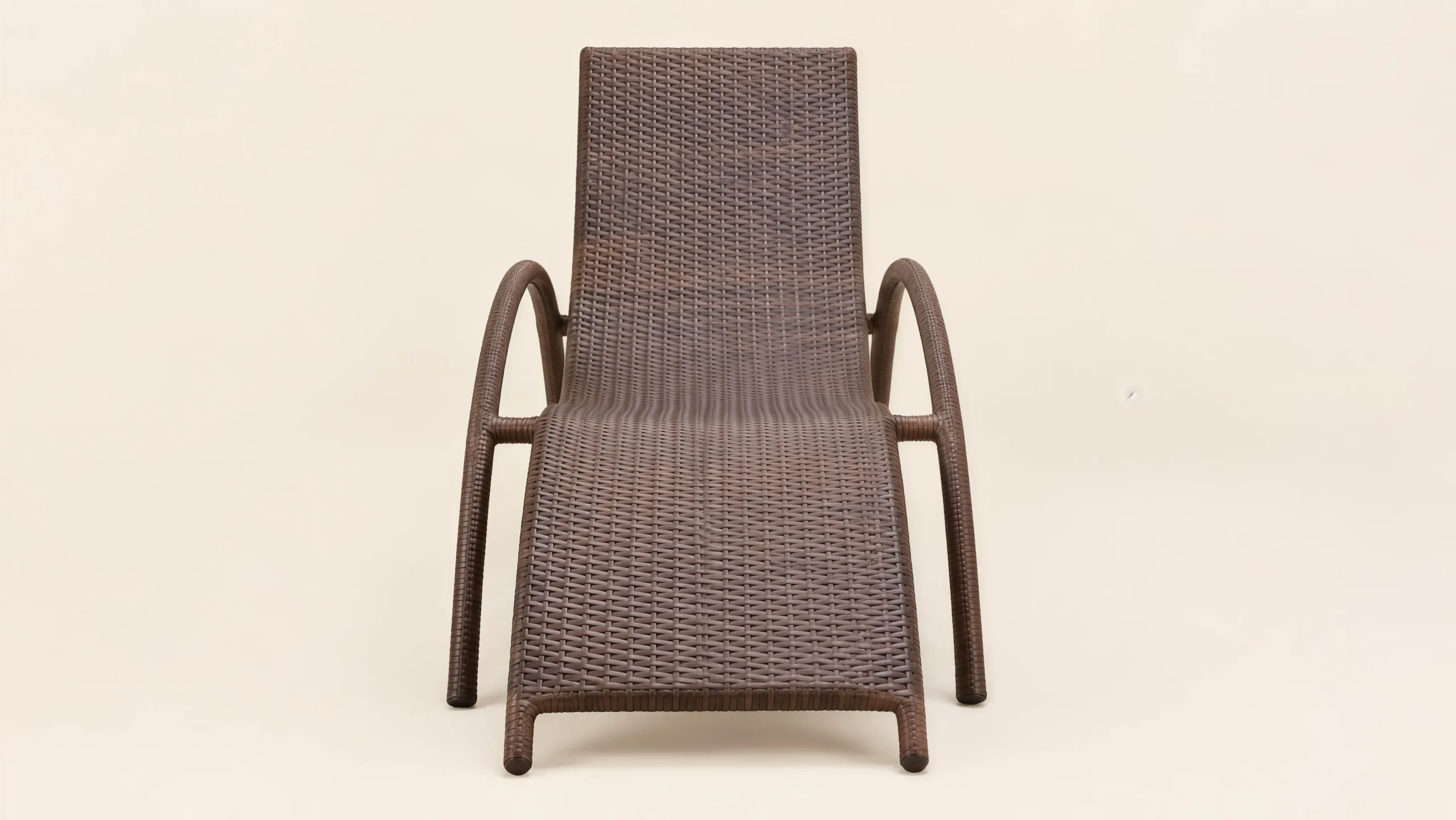 PE Rattan Outdoor Sun Lounger with Stainless Steel Frame