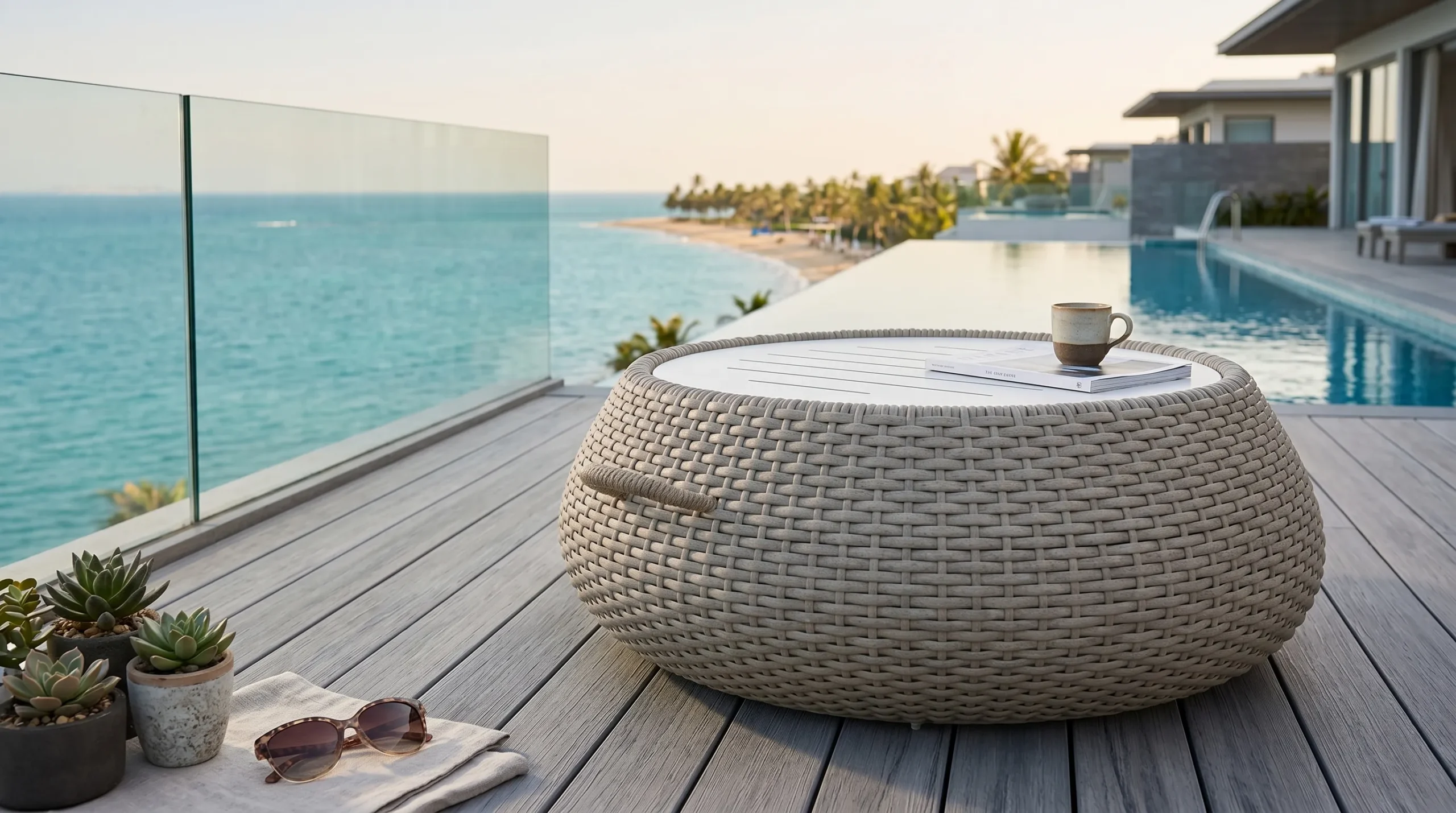 Rope Outdoor Coffee Table for Hospitality Lounge Projects