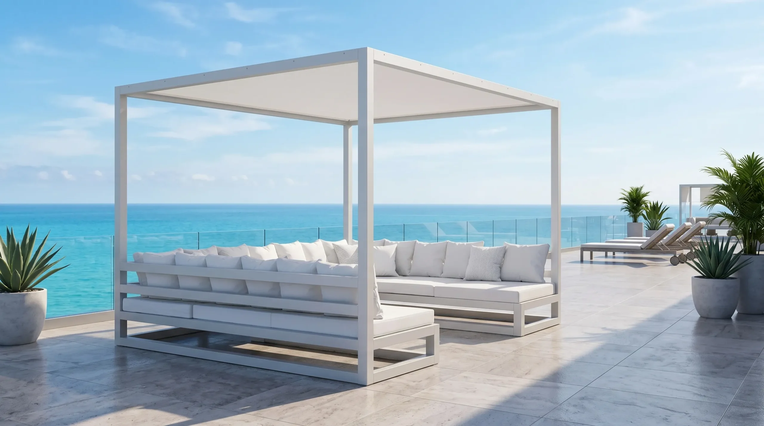 Stainless Steel Outdoor Cabana Daybed with Canopy