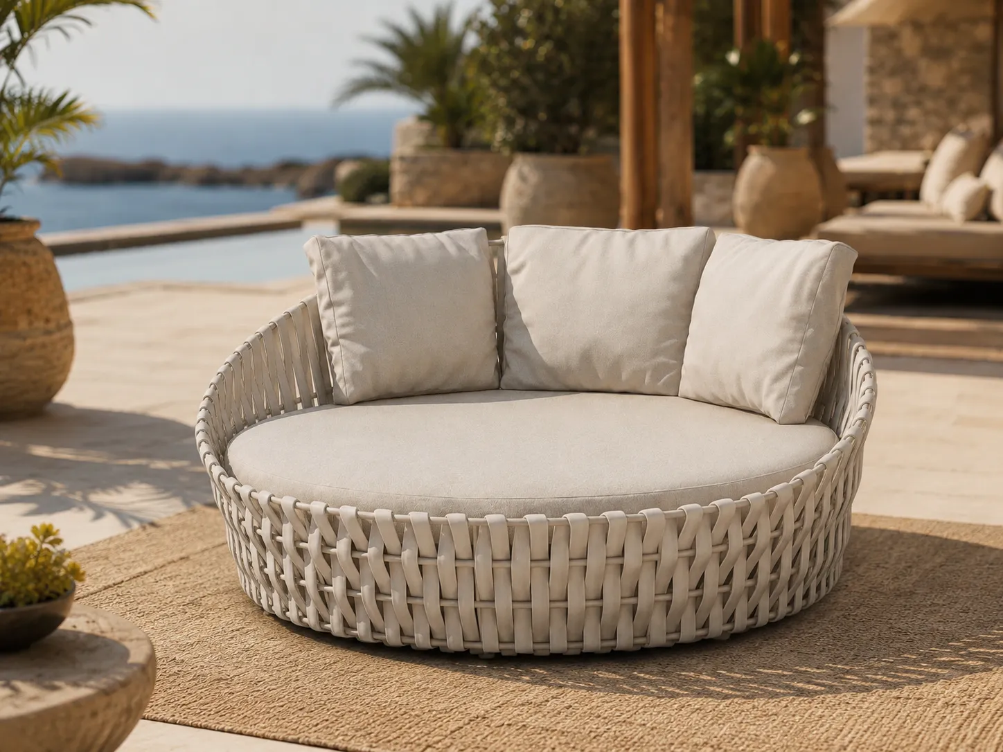 Large rope outdoor daybed for resort lounge leisure spaces
