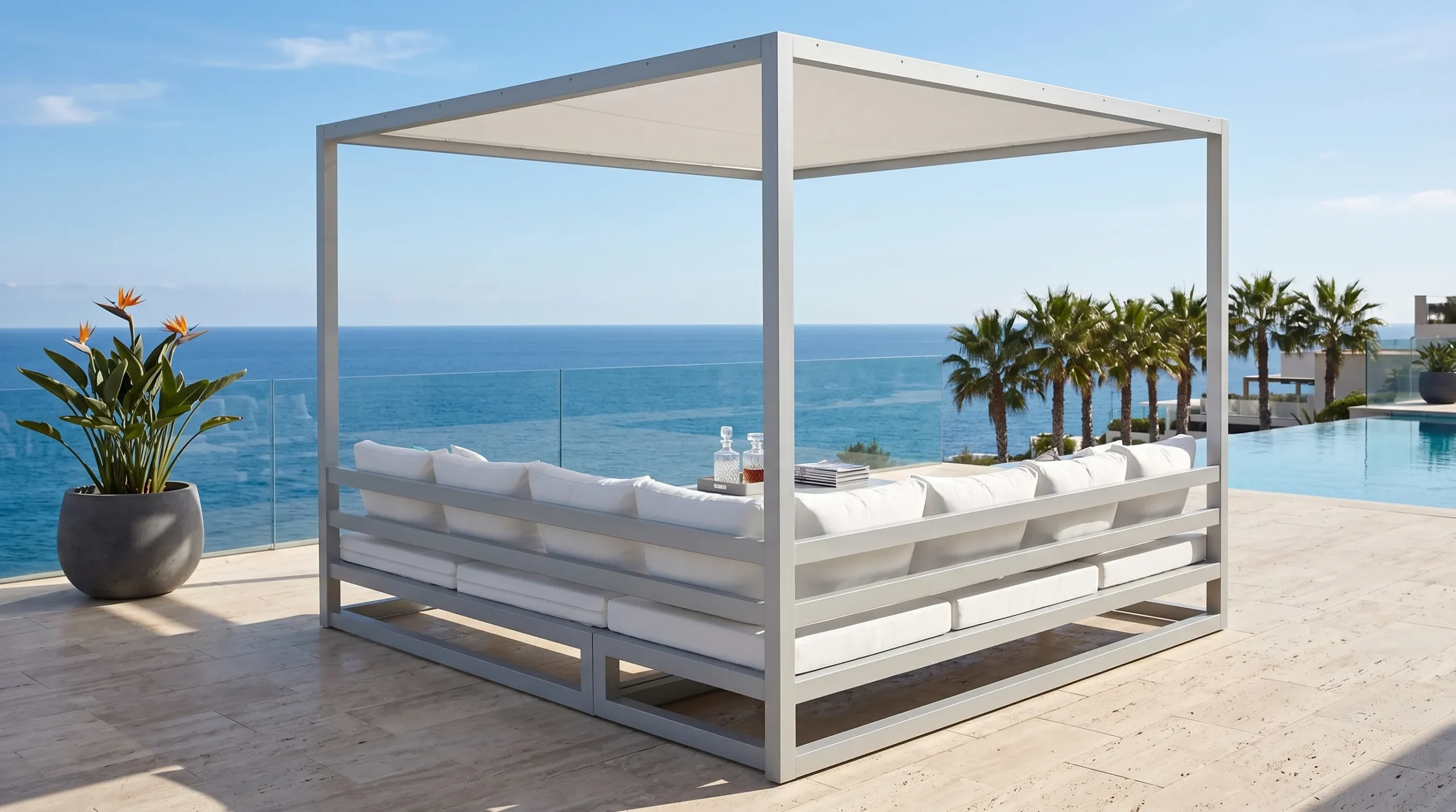 Stainless Steel Outdoor Cabana Daybed with Canopy