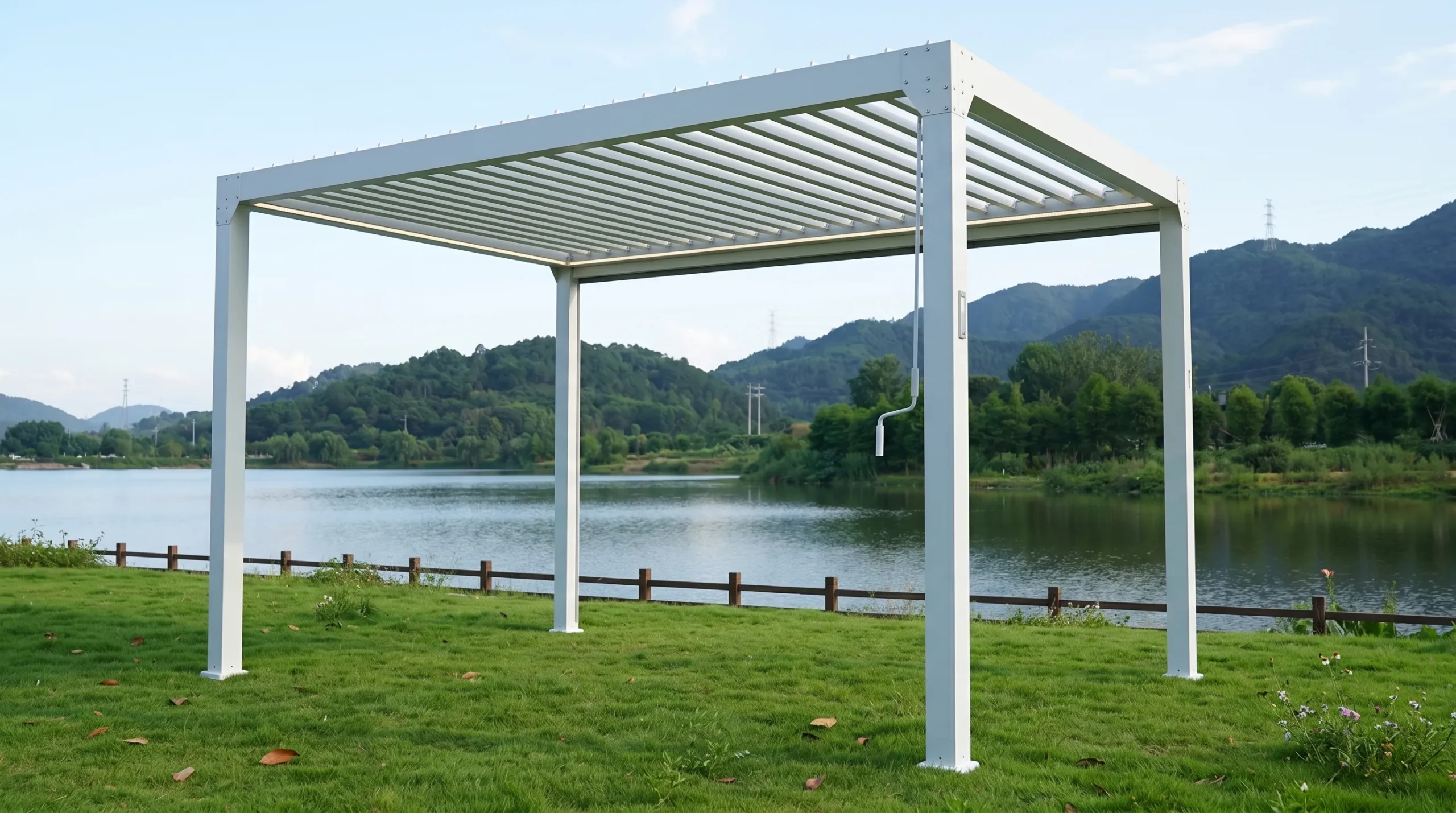 Stainless Steel Outdoor Louvered Moonlight Pergola for Patio & Resort Shade