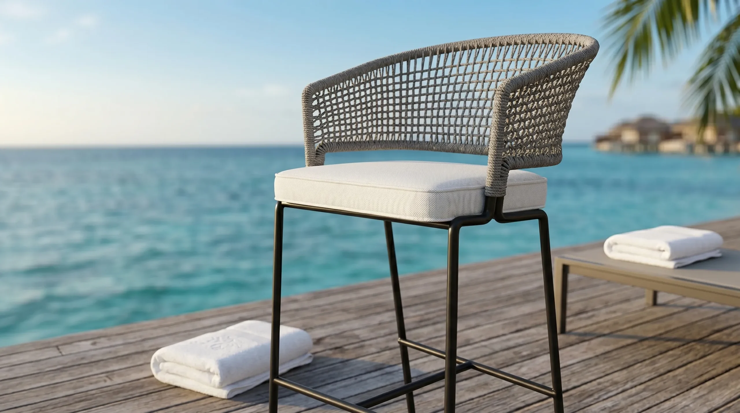 Grey Rope Outdoor Bar Stool for Hotel Bar Projects