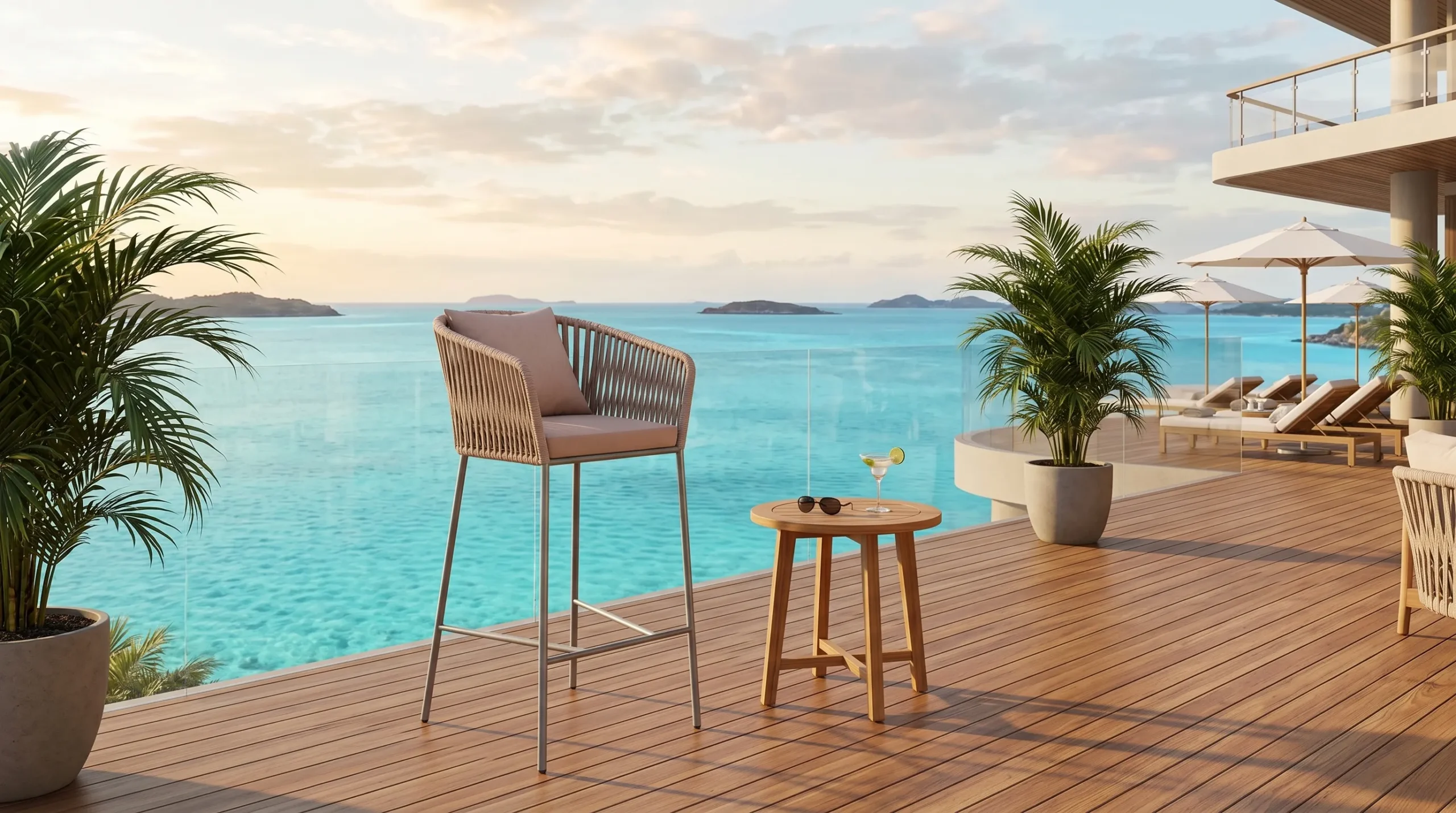 Rope Outdoor Bar Stool for Hotel and Restaurant Projects