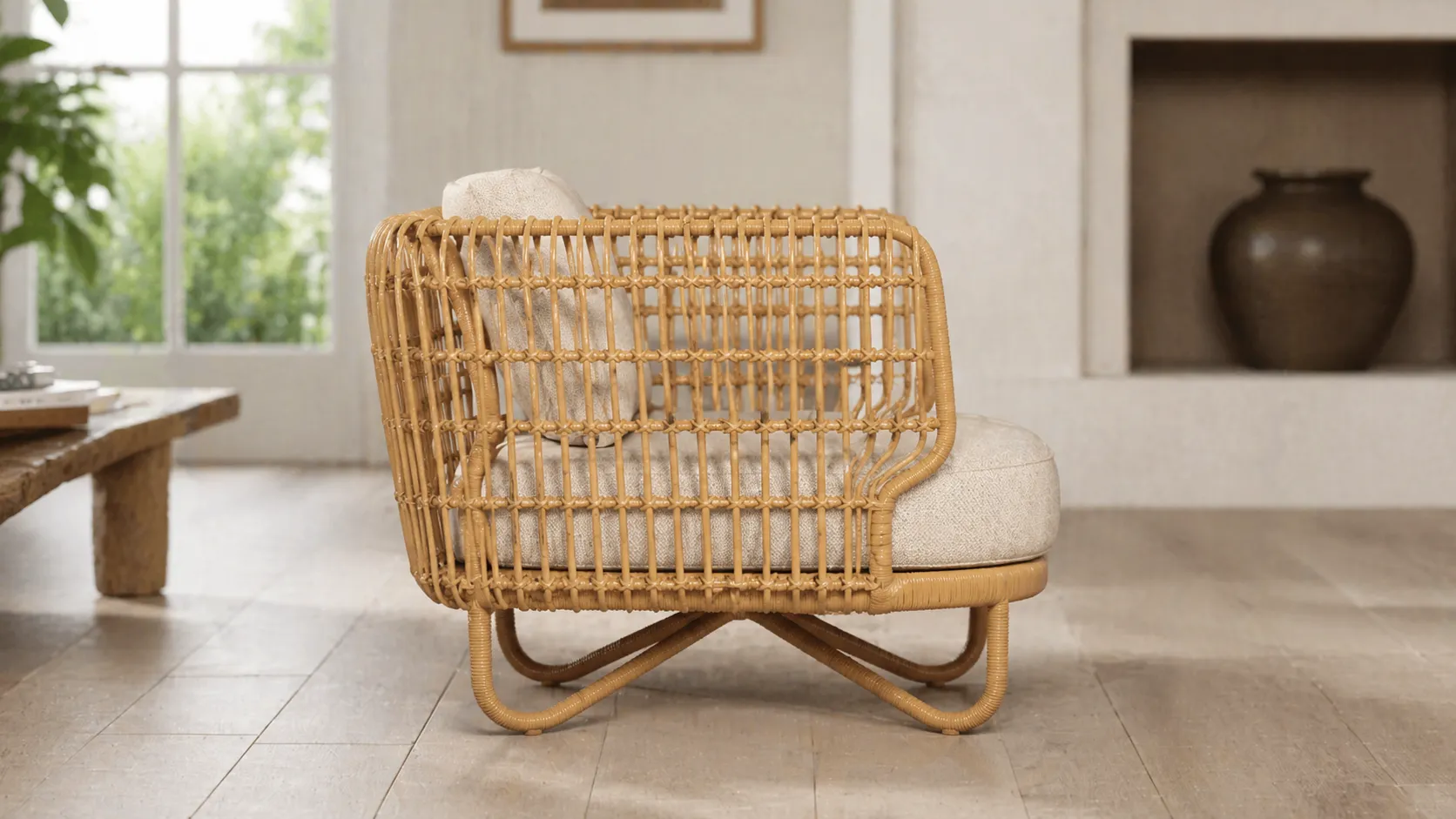 Natural Rattan Outdoor Lounge Chair for Hotels and Resorts