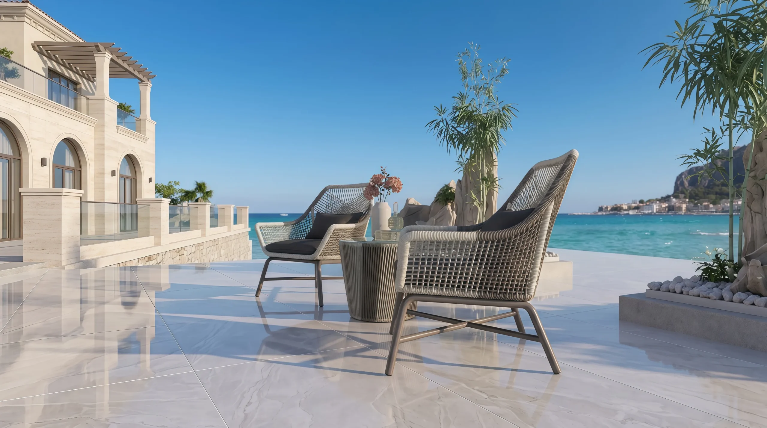 Rope Lounge Chair Bistro Set for Outdoor Hospitality Projects