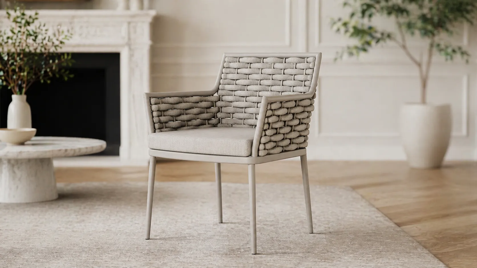 Grey Rope Dining Chair for Restaurant and Hotel Projects