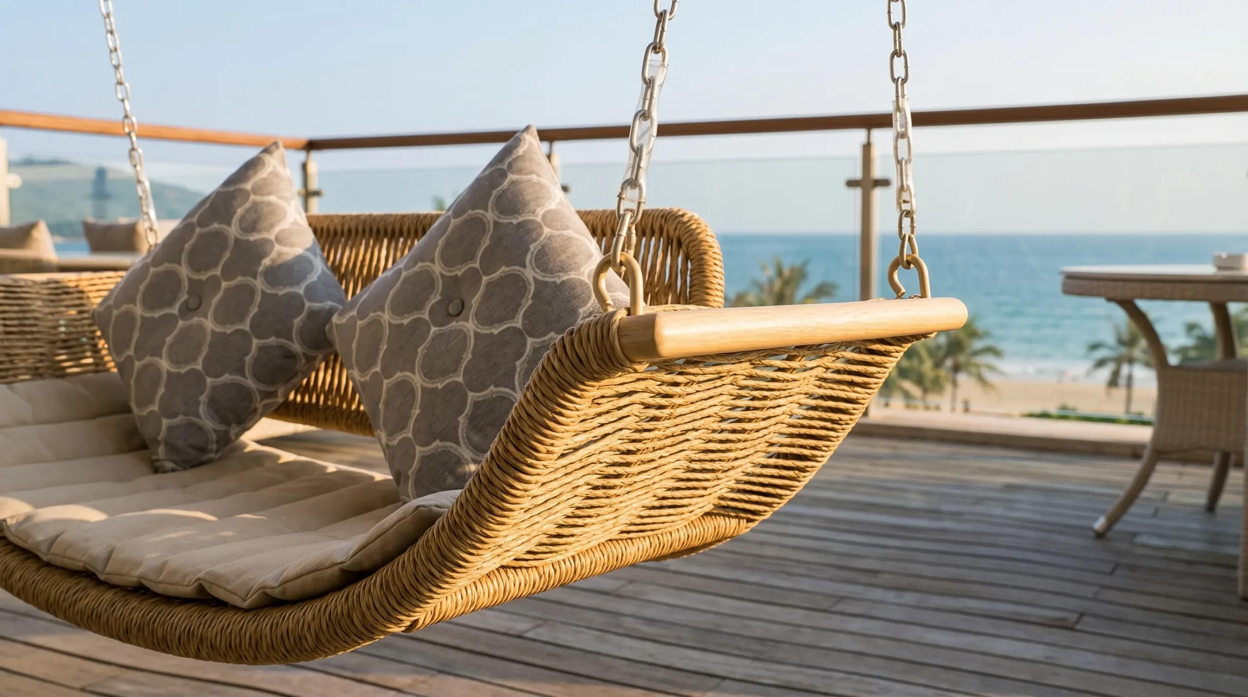 Rope Outdoor Hanging Swing Daybed for Patio and Garden Spaces