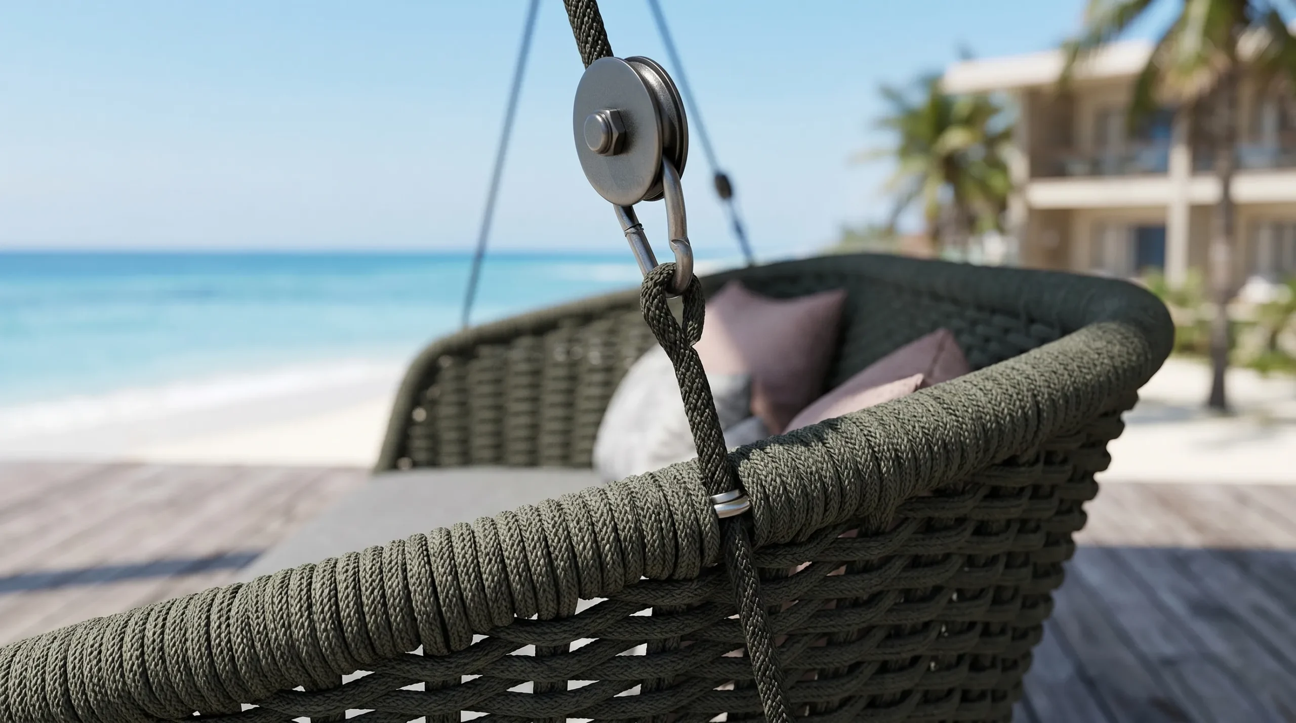 Rope Outdoor Hanging Swing Sofa for Patio and Garden Spaces