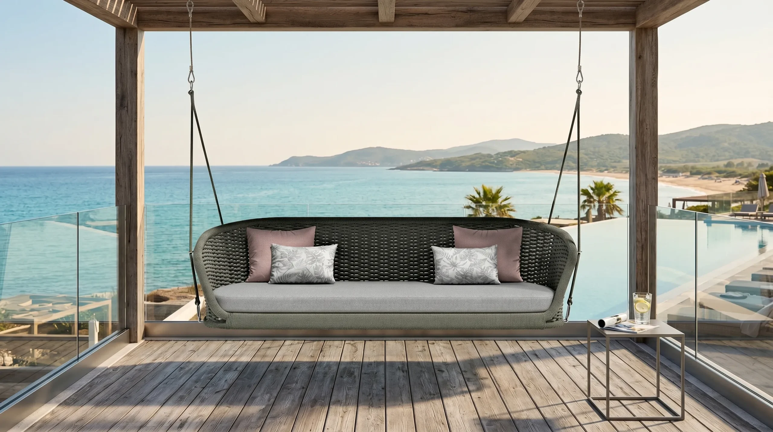 Rope Outdoor Hanging Swing Sofa for Patio and Garden Spaces