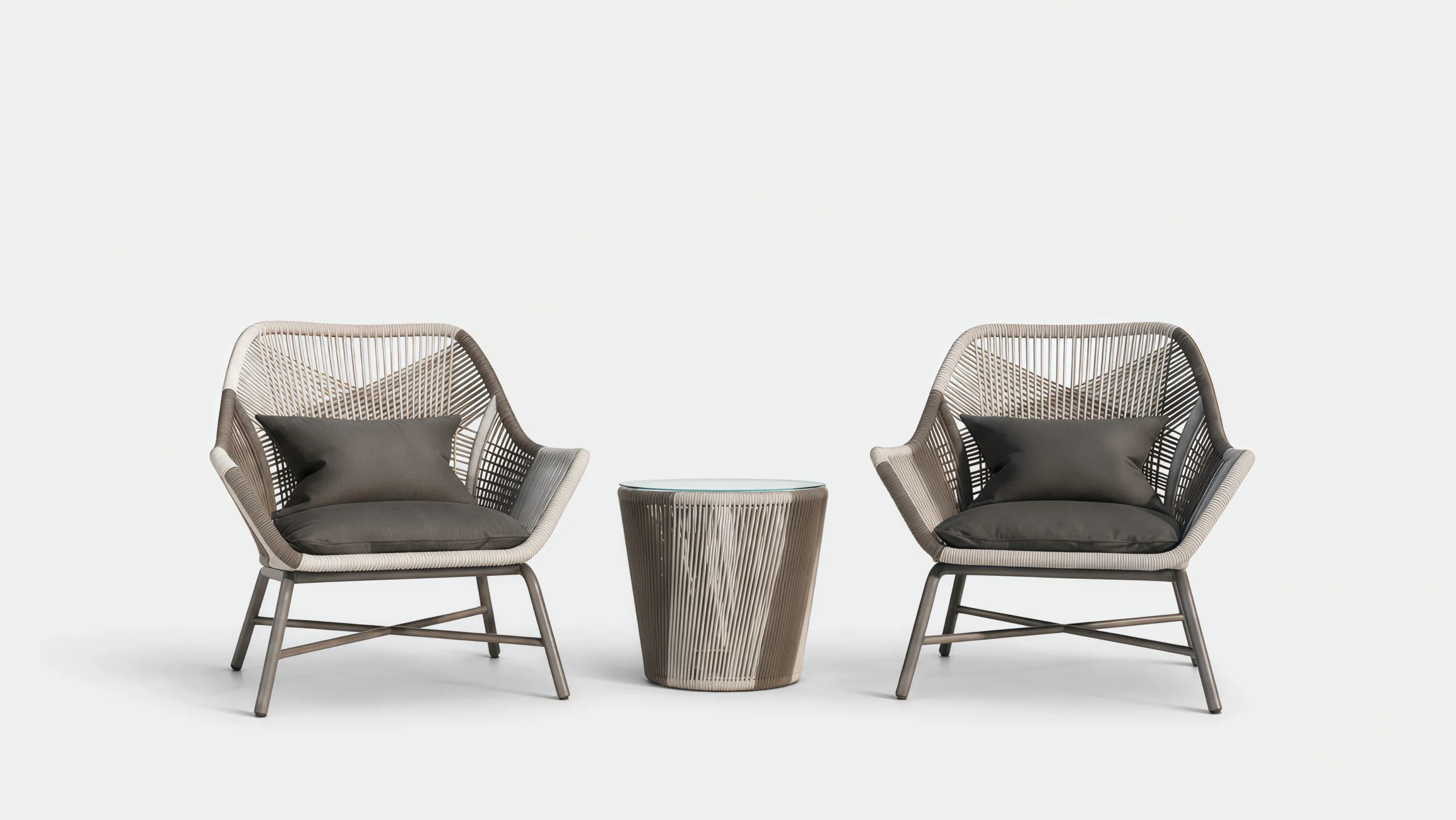 Rope Lounge Chair Bistro Set for Outdoor Hospitality Projects