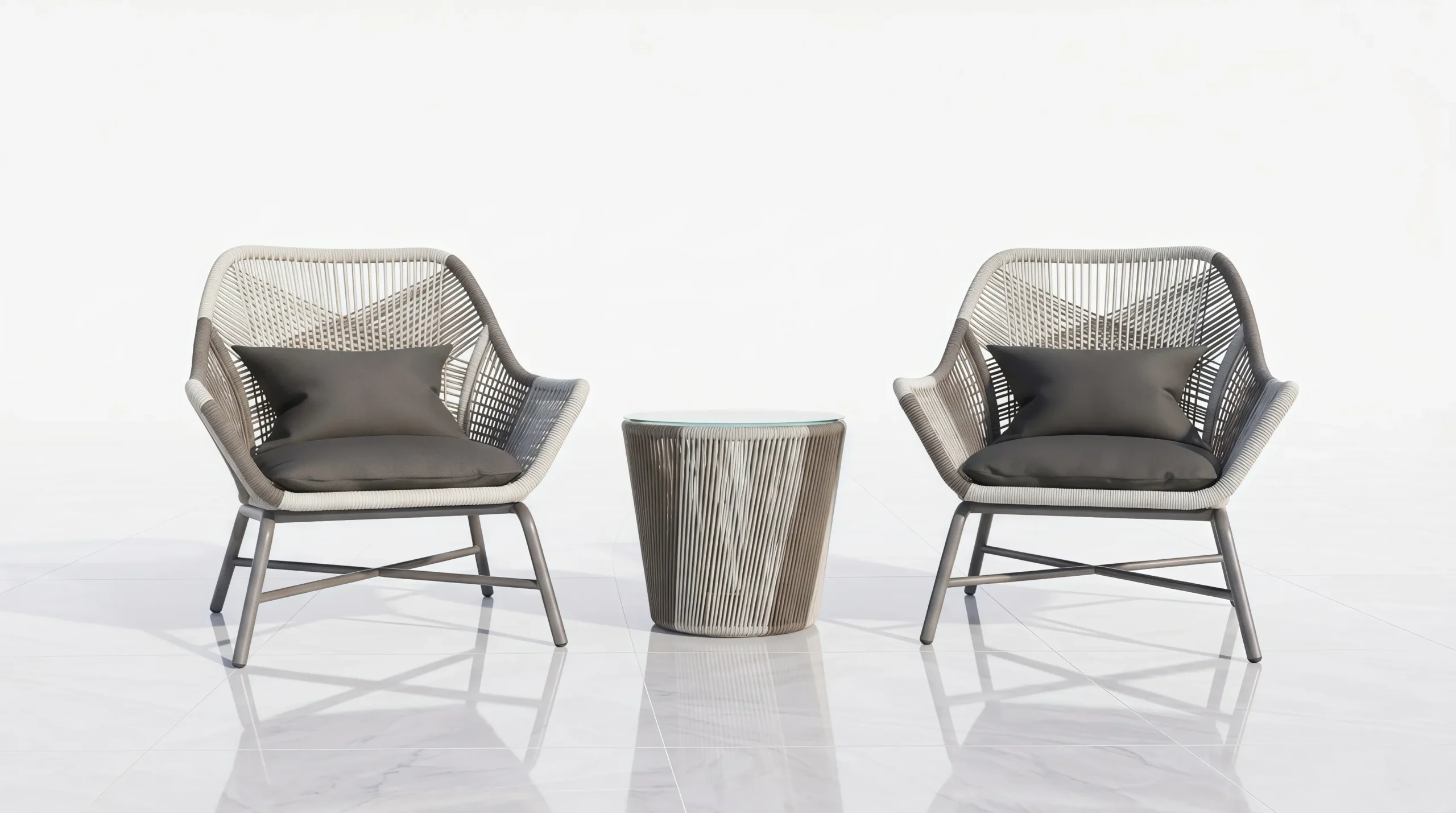 Rope Lounge Chair Bistro Set for Outdoor Hospitality Projects