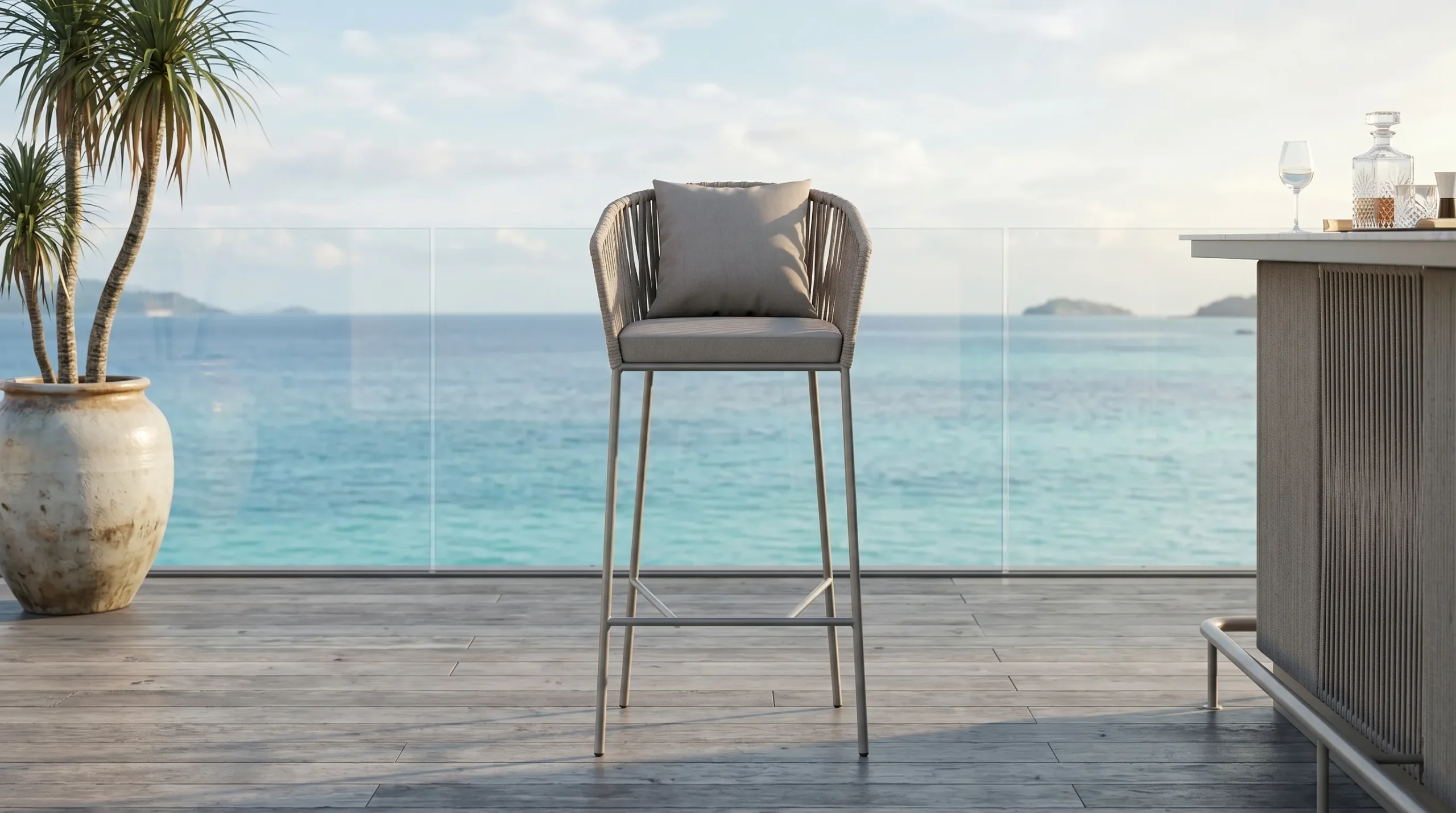 Rope Outdoor Bar Stool for Hotel and Restaurant Projects