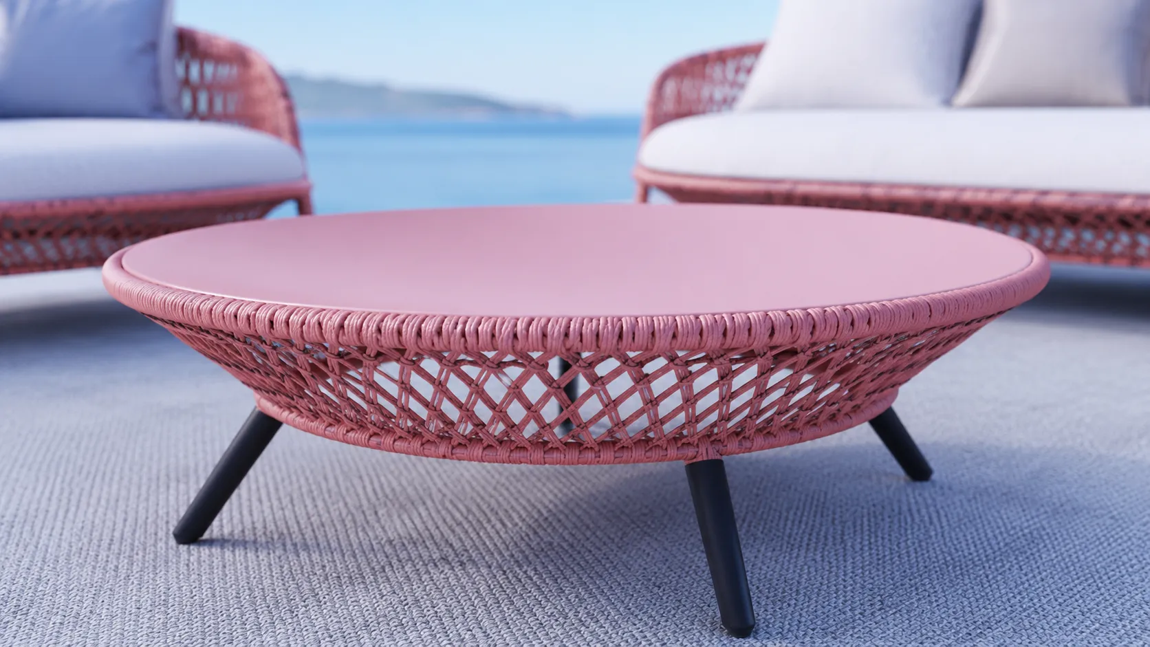 Coral Wicker Outdoor Conversation Set for Hospitality Projects