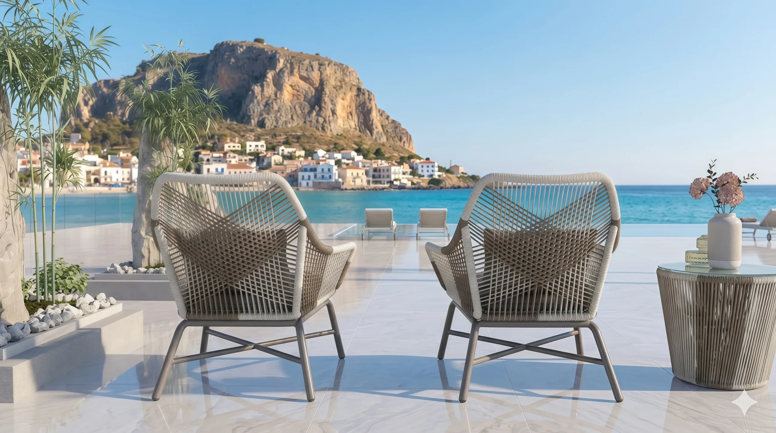 Rope Lounge Chair Bistro Set for Outdoor Hospitality Projects