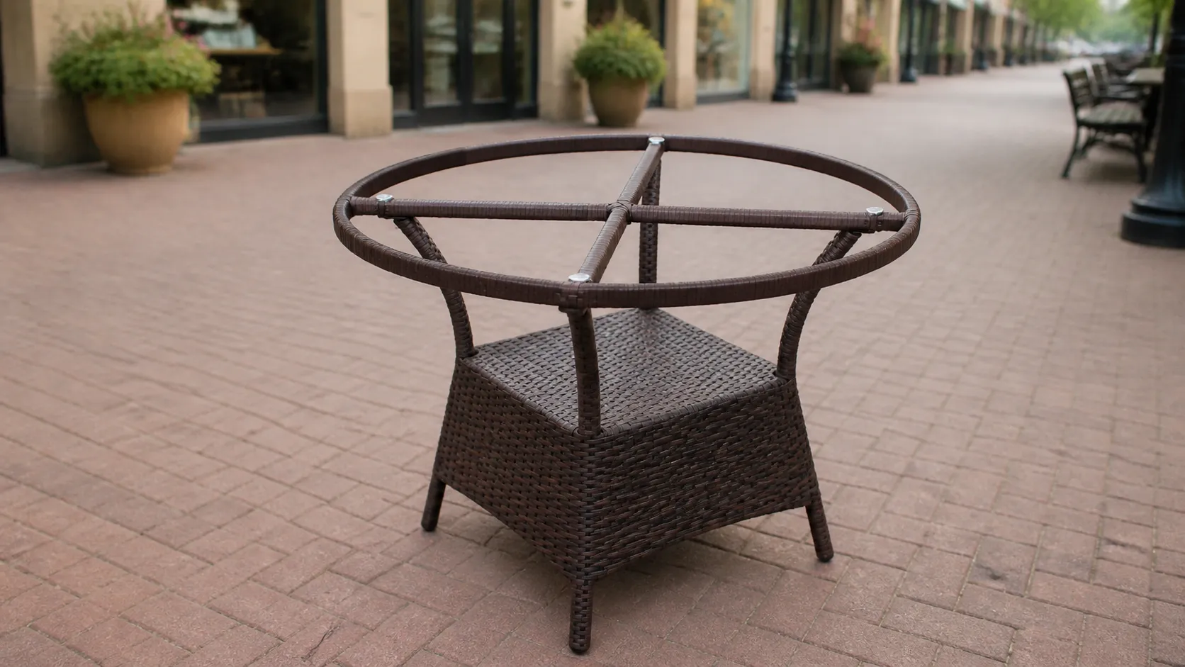 PE Rattan Round Outdoor Dining Set with 4 Armchairs for Patio, Balcony & Café