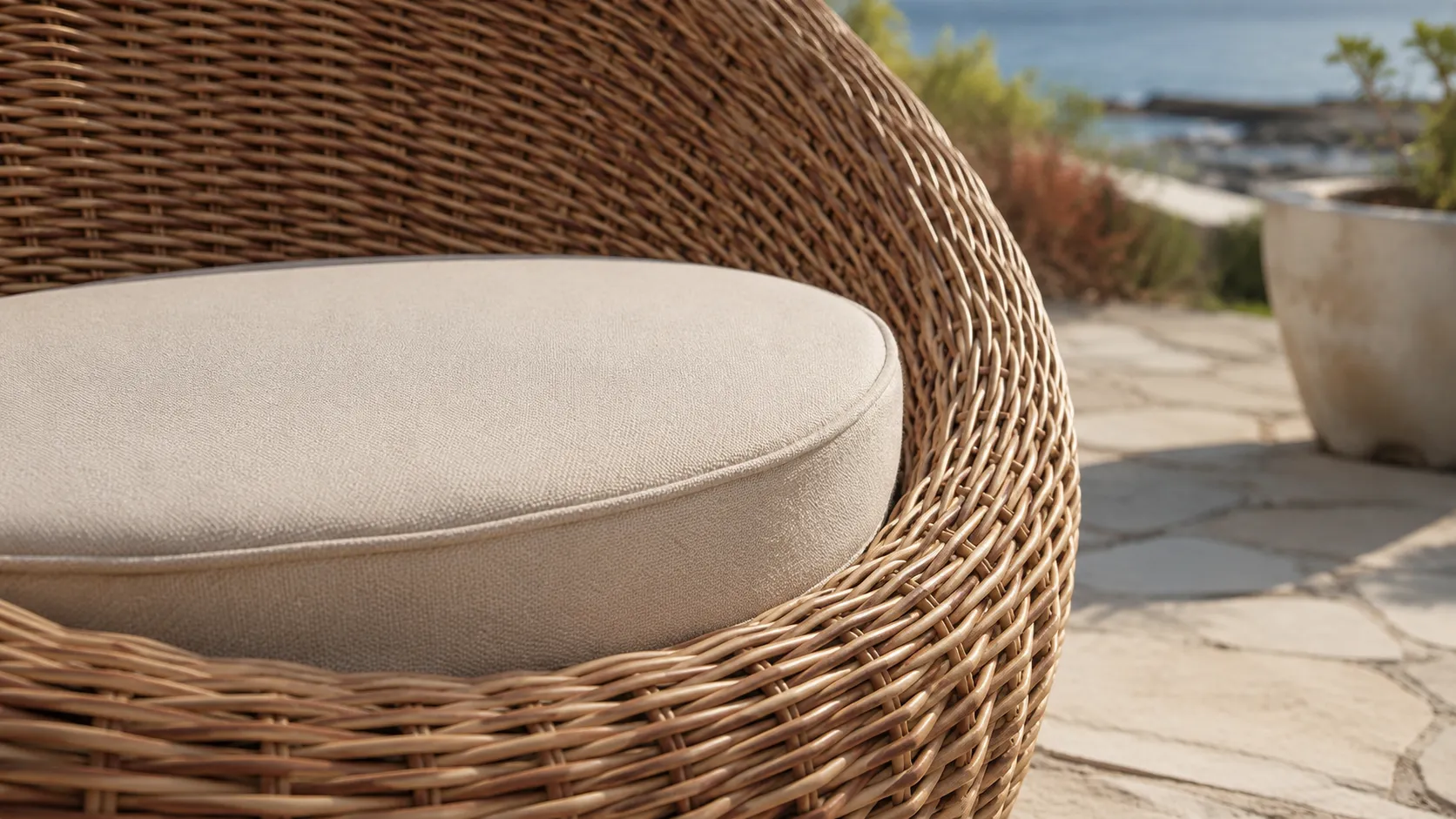 PE Rattan Outdoor Lounge Chair with Cushion for Patio & Resort Seating