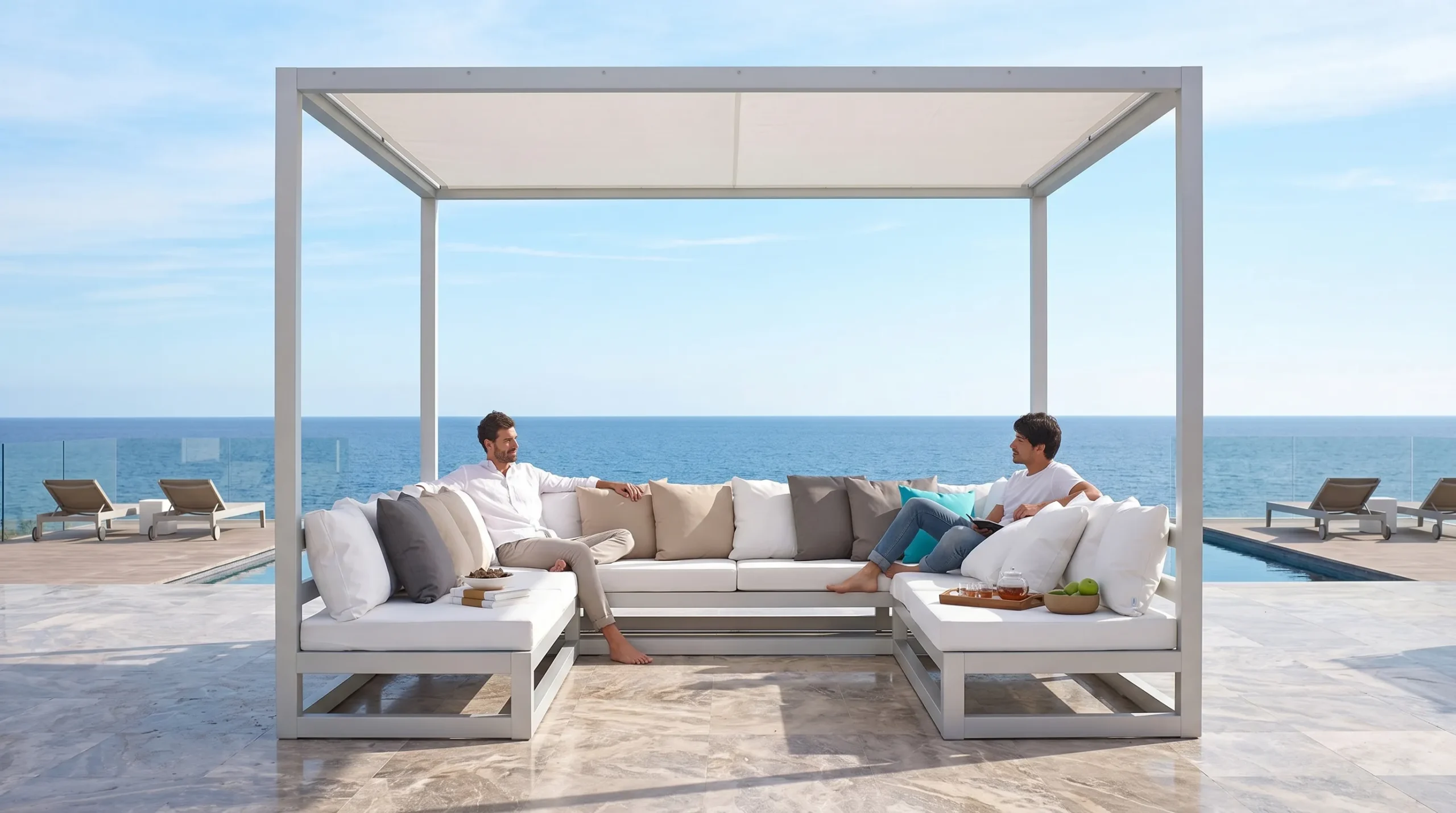 Stainless Steel Outdoor Cabana Daybed with Canopy