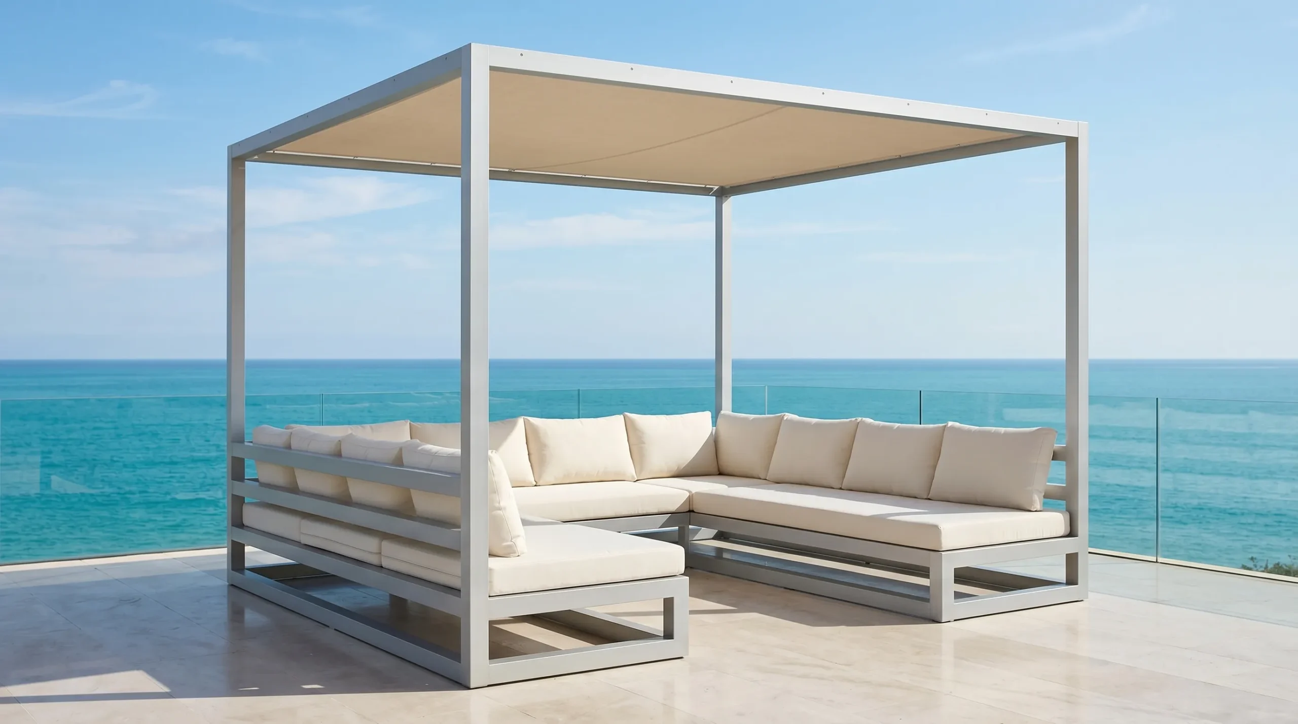 Stainless Steel Outdoor Cabana Daybed with Canopy