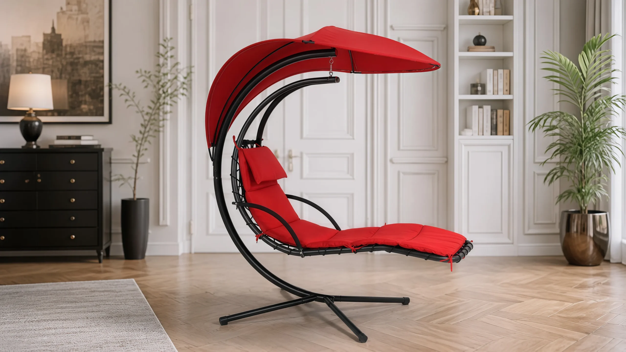 Stainless Steel Outdoor Hanging Lounge Chair with Canopy