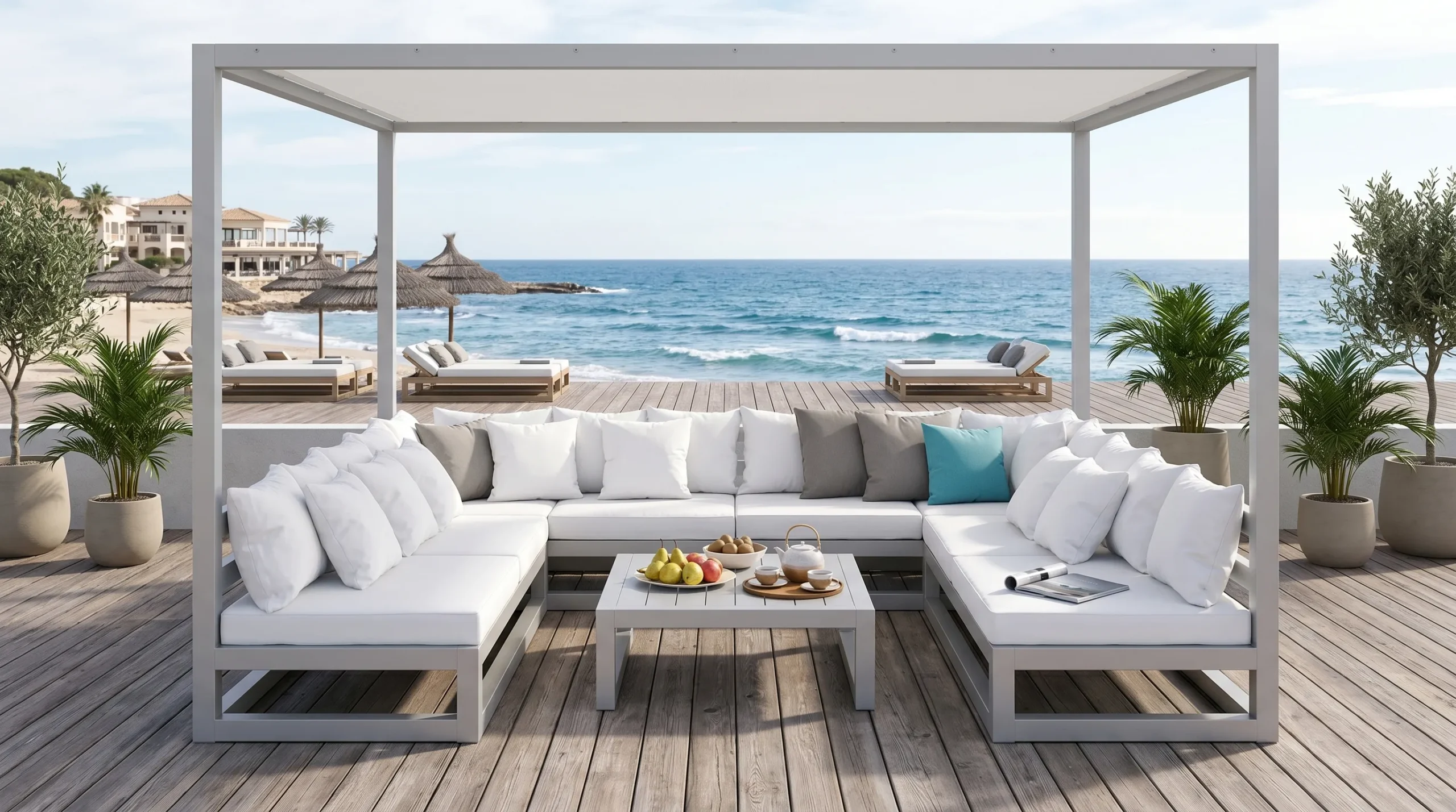 Stainless Steel Outdoor Cabana Daybed with Canopy
