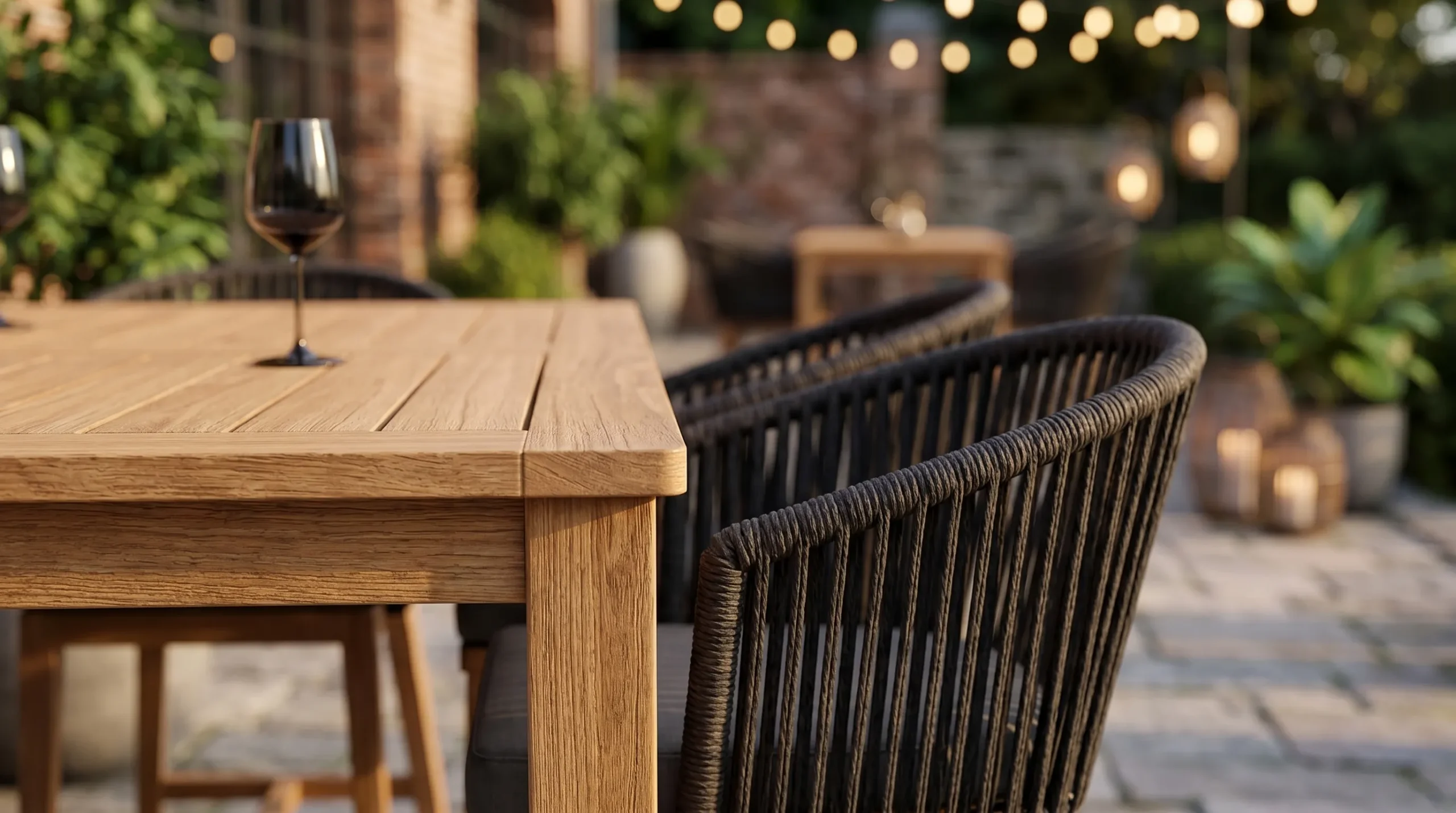 Teak bar table detail for outdoor bar dining set