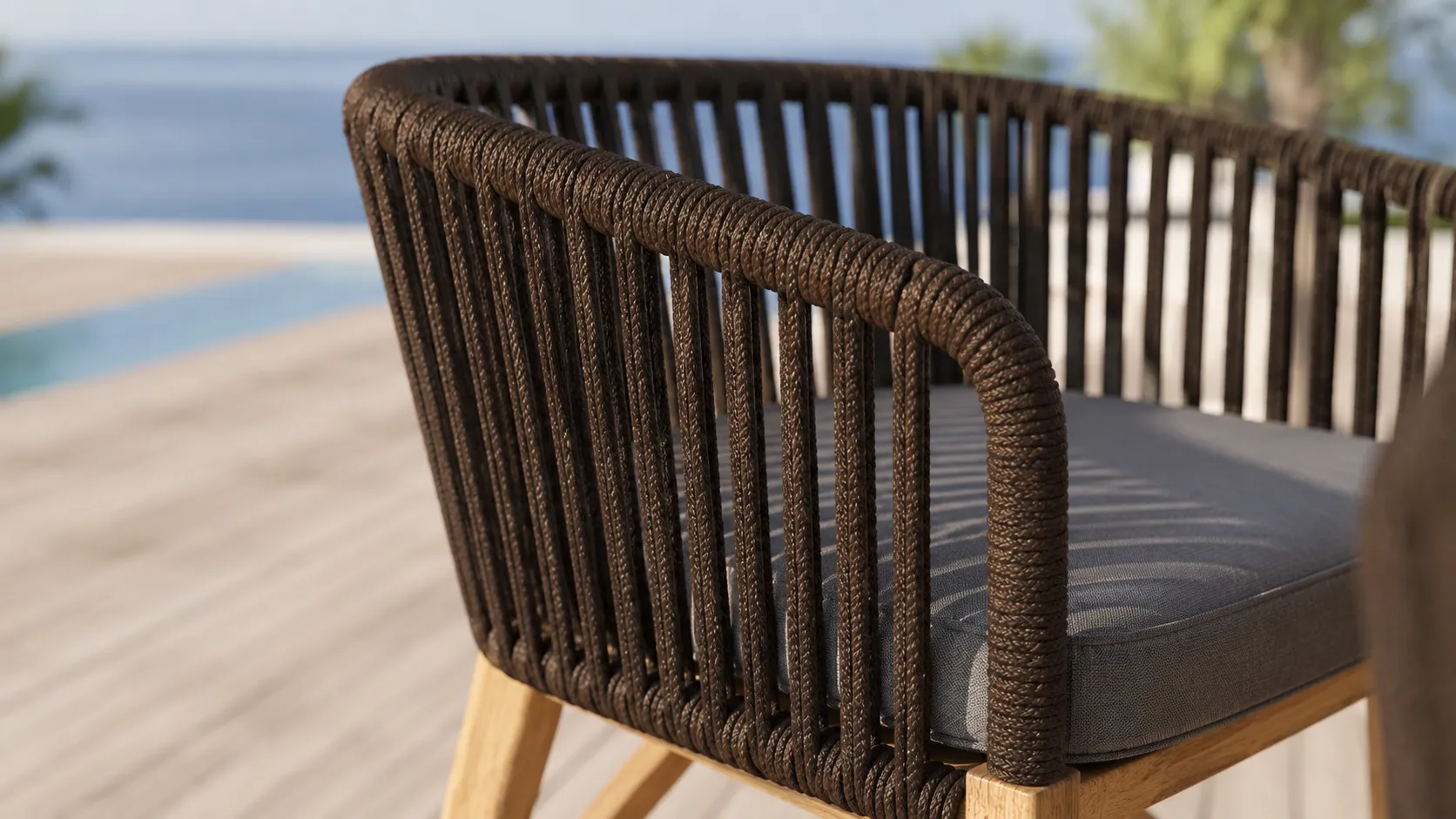 Teak Rope Bar Dining Set for Outdoor Hospitality Projects