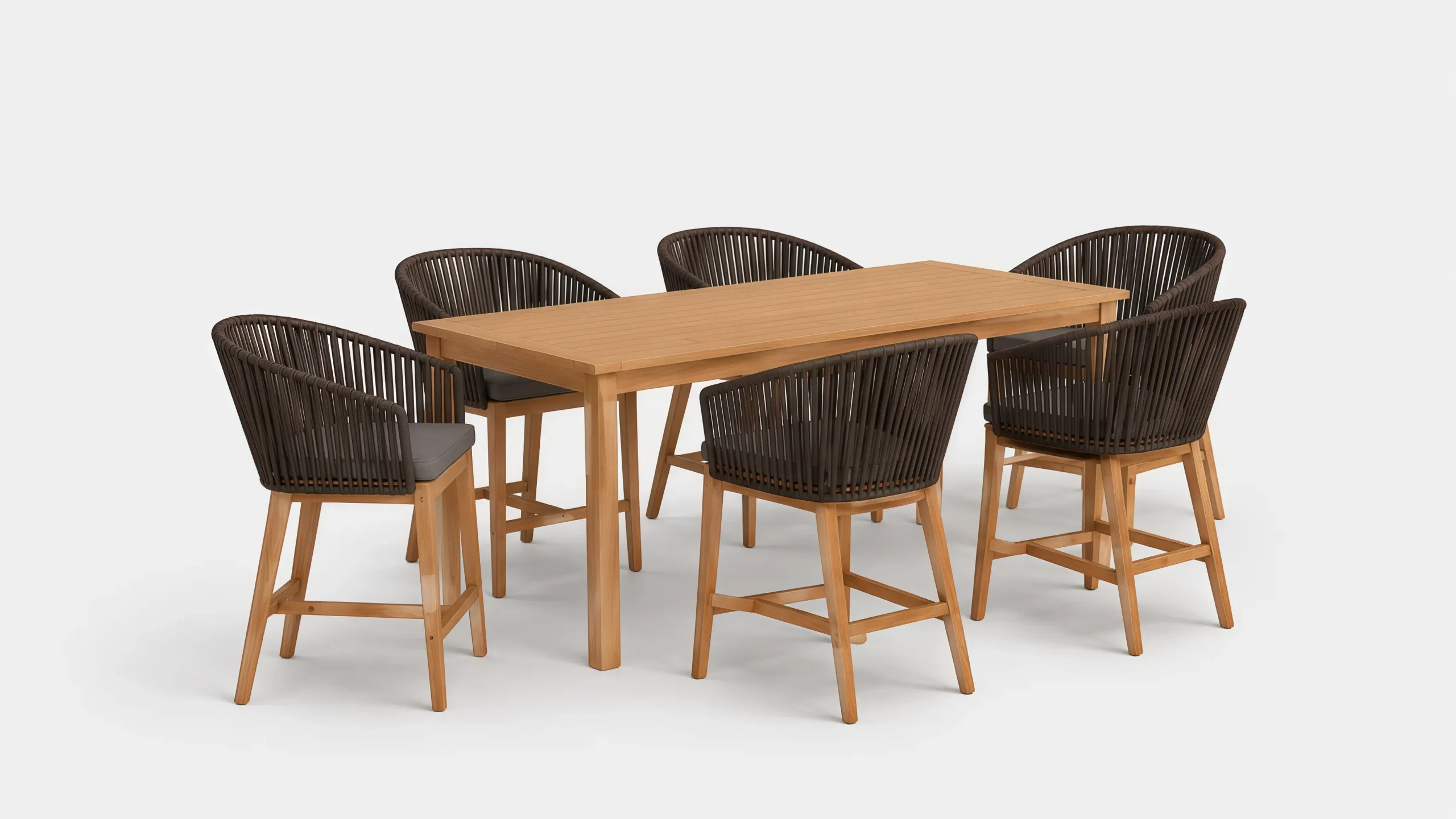 Teak Rope Bar Dining Set for Outdoor Hospitality Projects