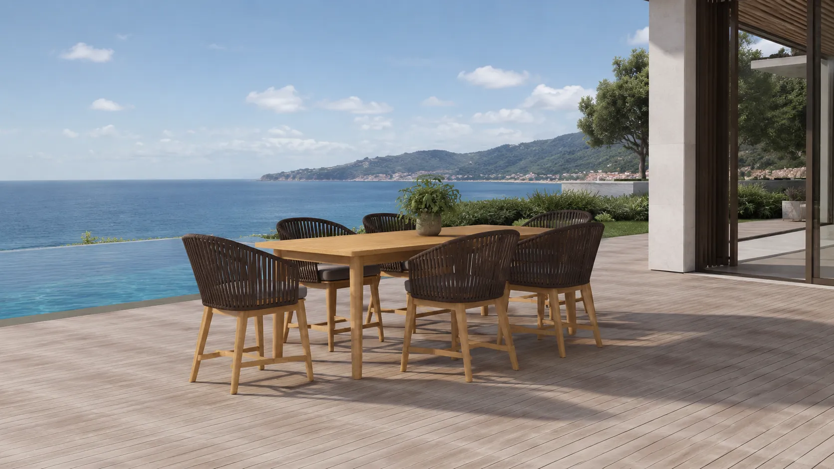 Teak Rope Bar Dining Set for Outdoor Hospitality Projects