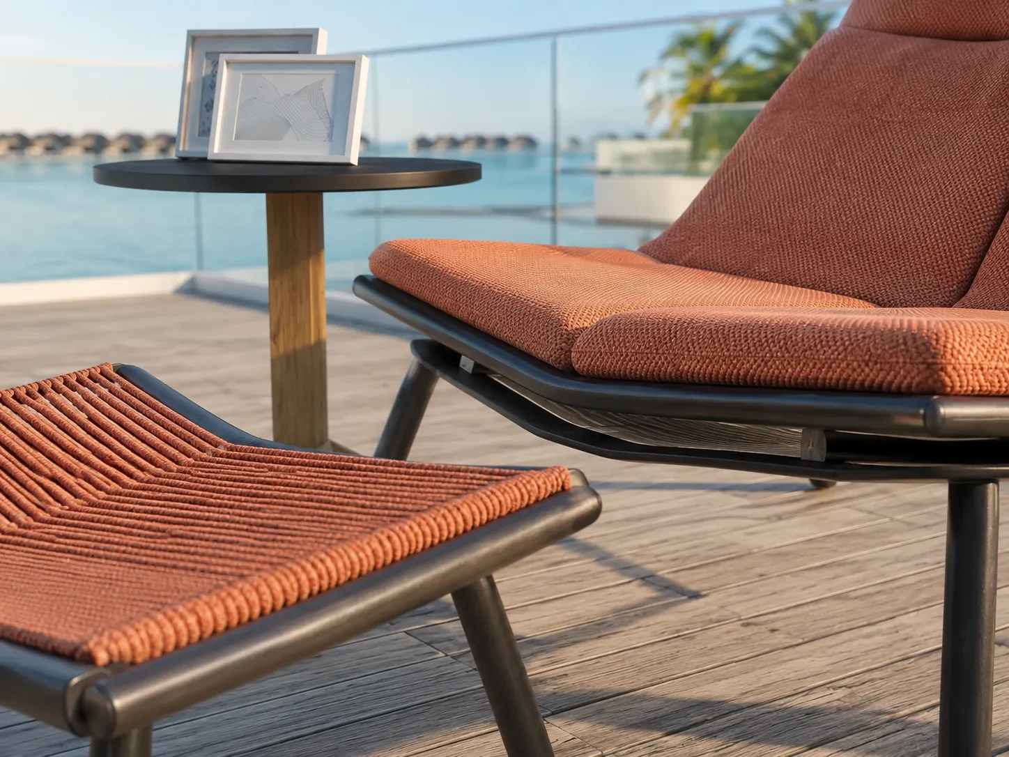 Terracotta rope lounge chair detail