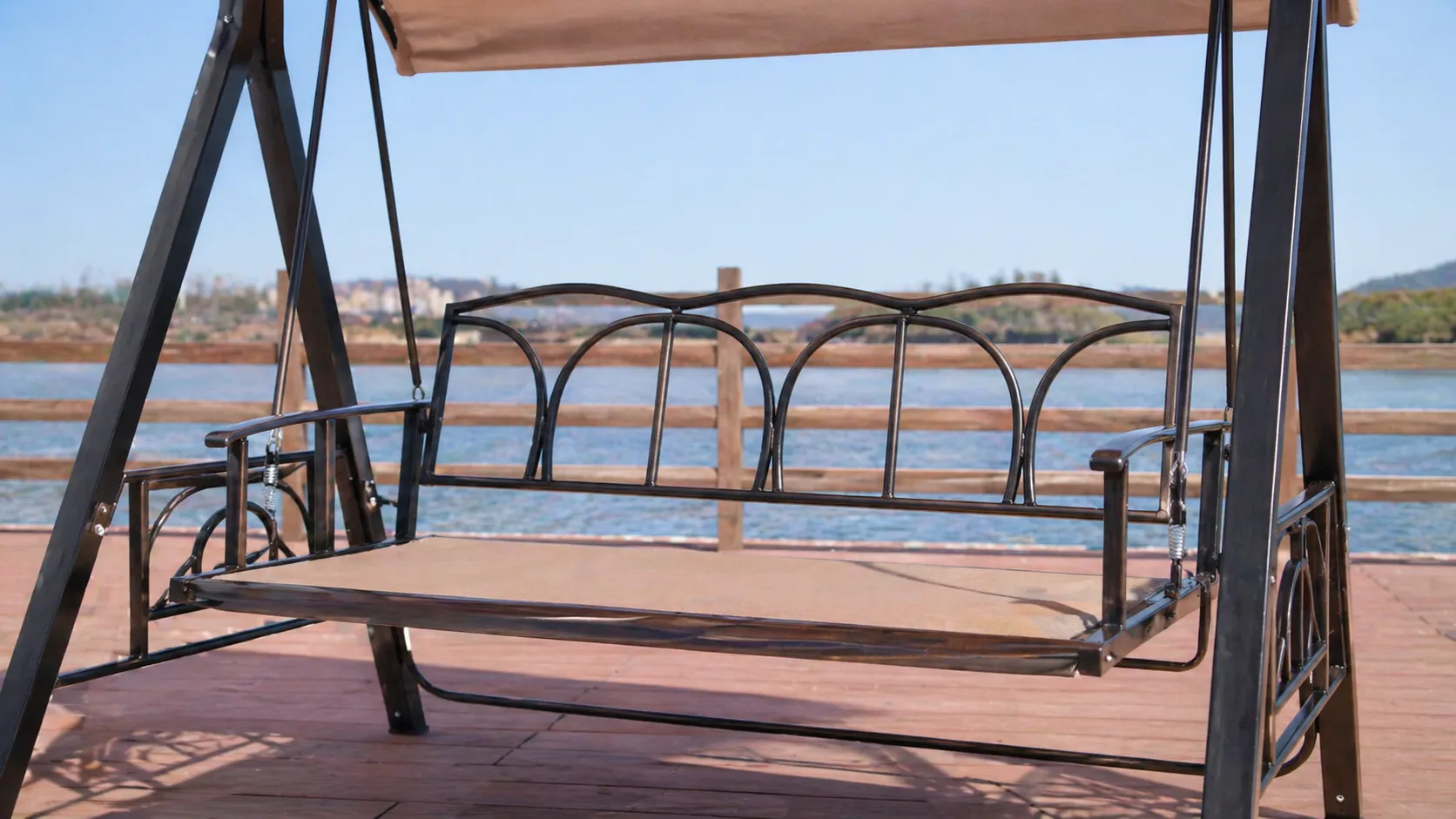 Three-Seater Outdoor Patio Swing Chair with Canopy