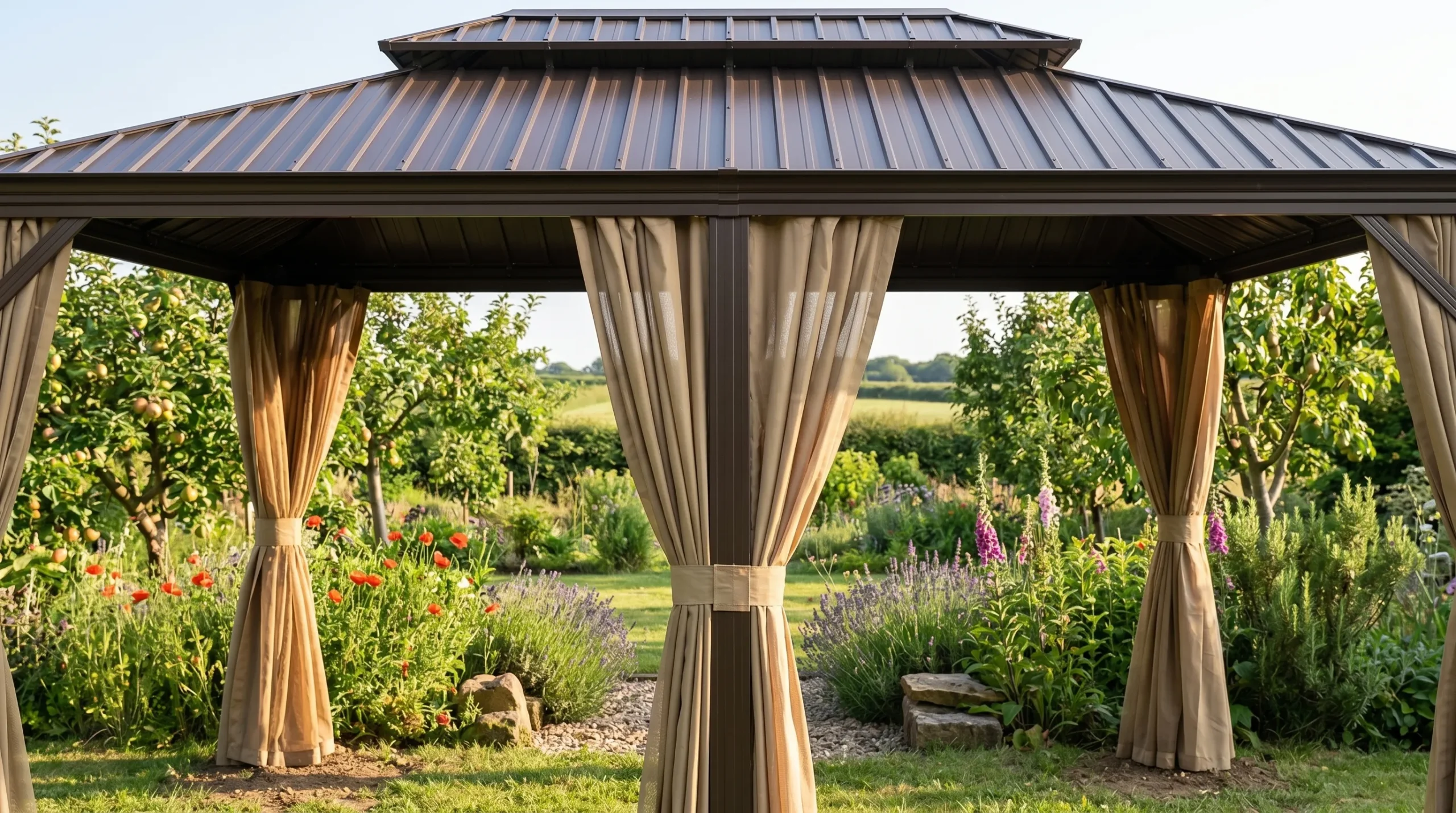 Extra Large Outdoor Gazebo with Curtains