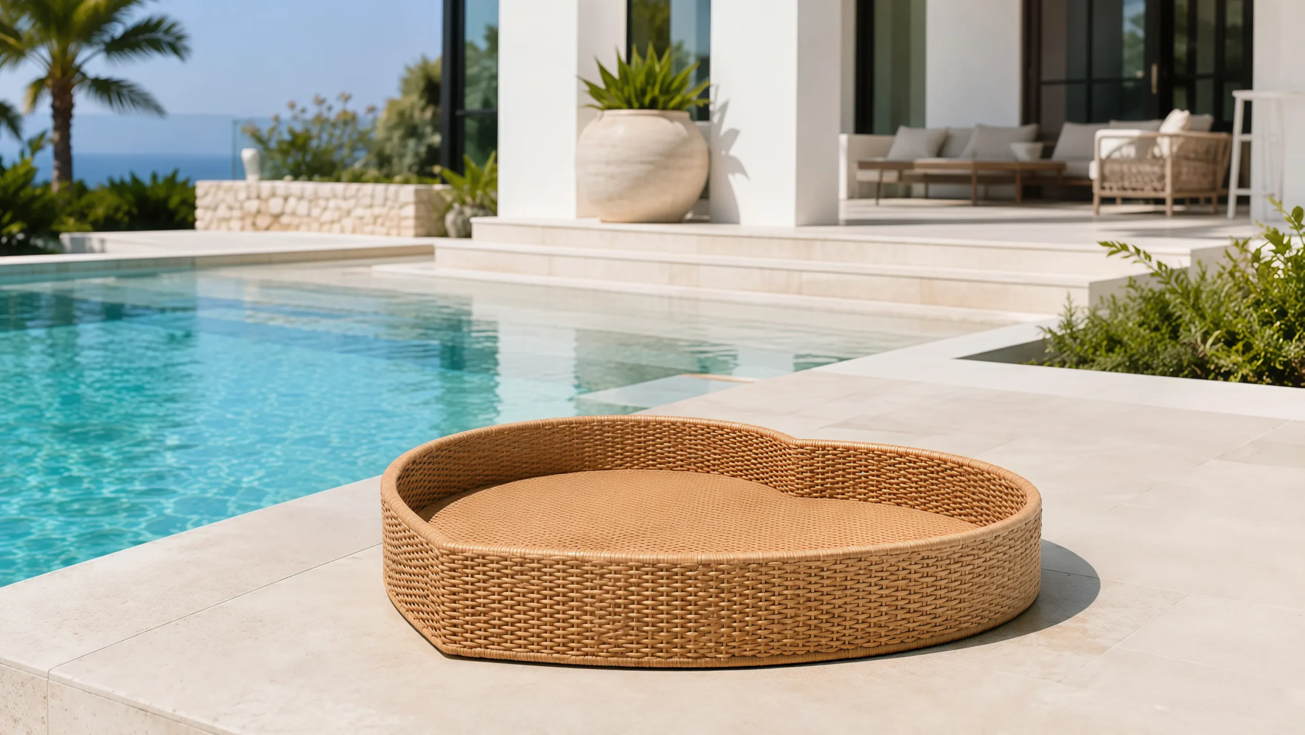 PE Rattan Floating Pool Tray for Resort Breakfast & Poolside Service