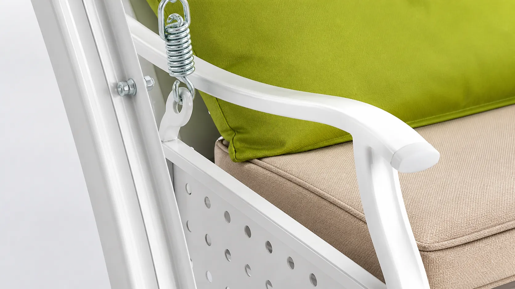 White Outdoor Canopy Swing Sofa for Patio and Garden Spaces