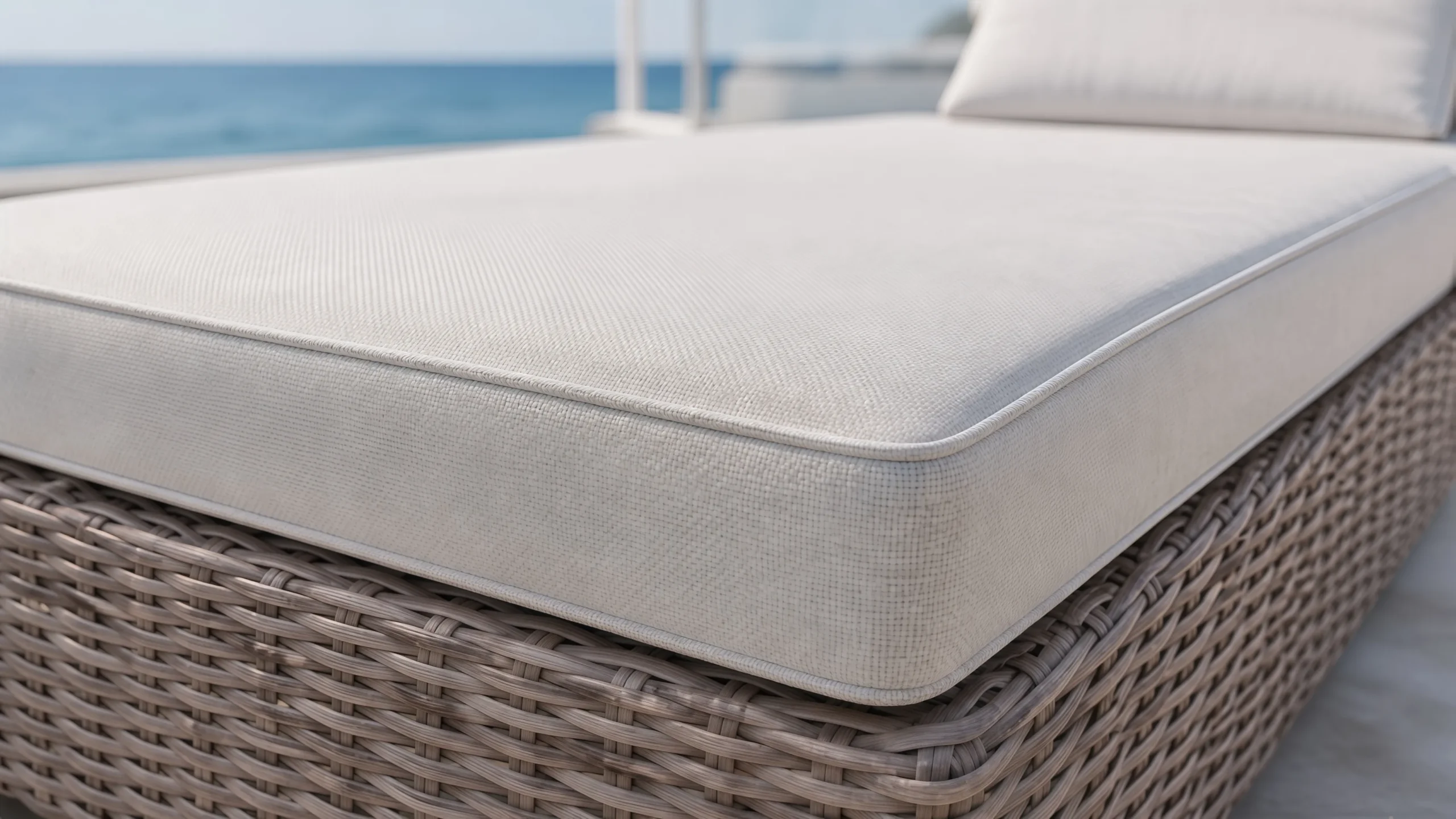 Adjustable Wicker Outdoor Sun Lounger with White Cushion
