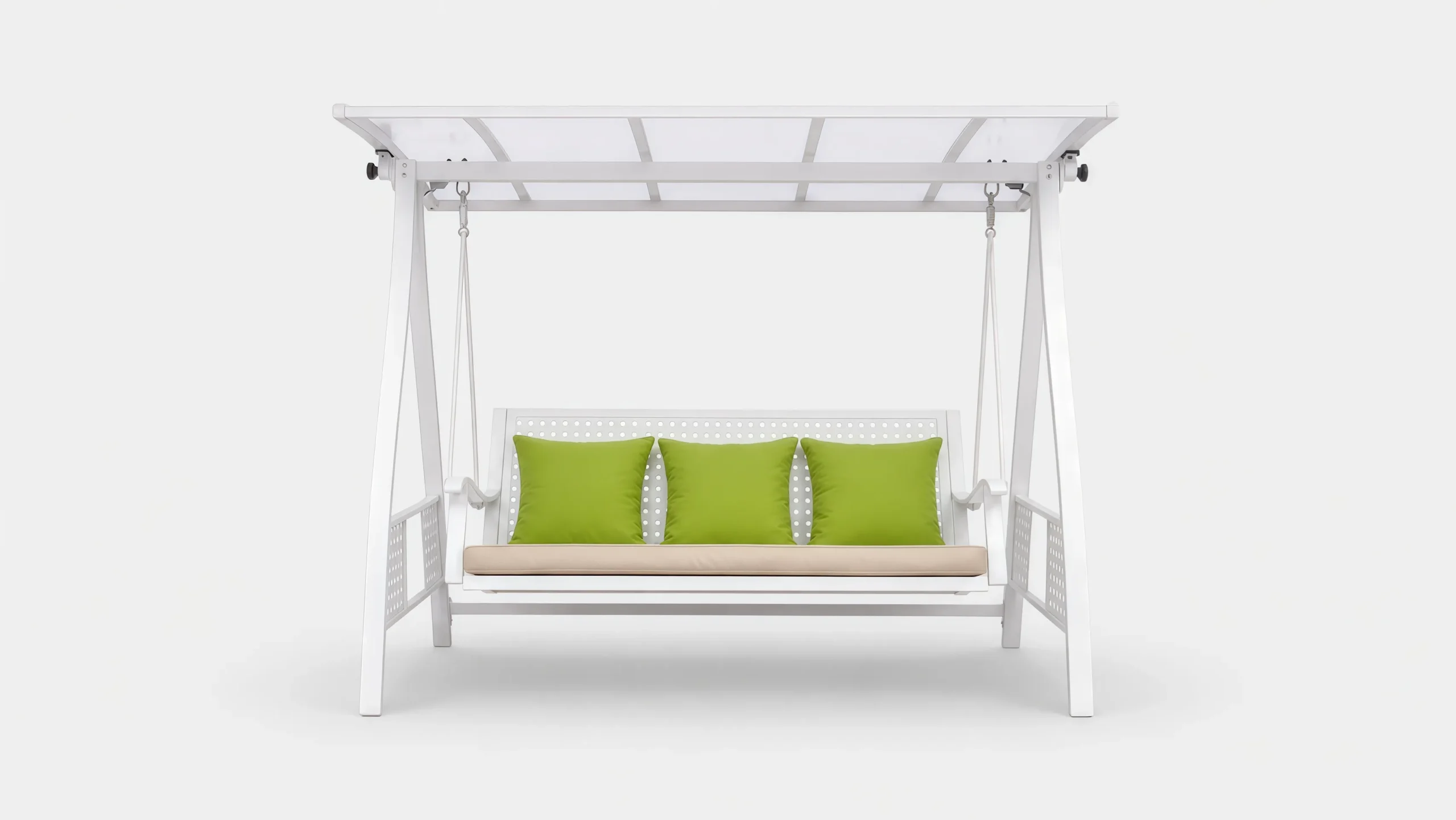 White Outdoor Canopy Swing Sofa for Patio and Garden Spaces