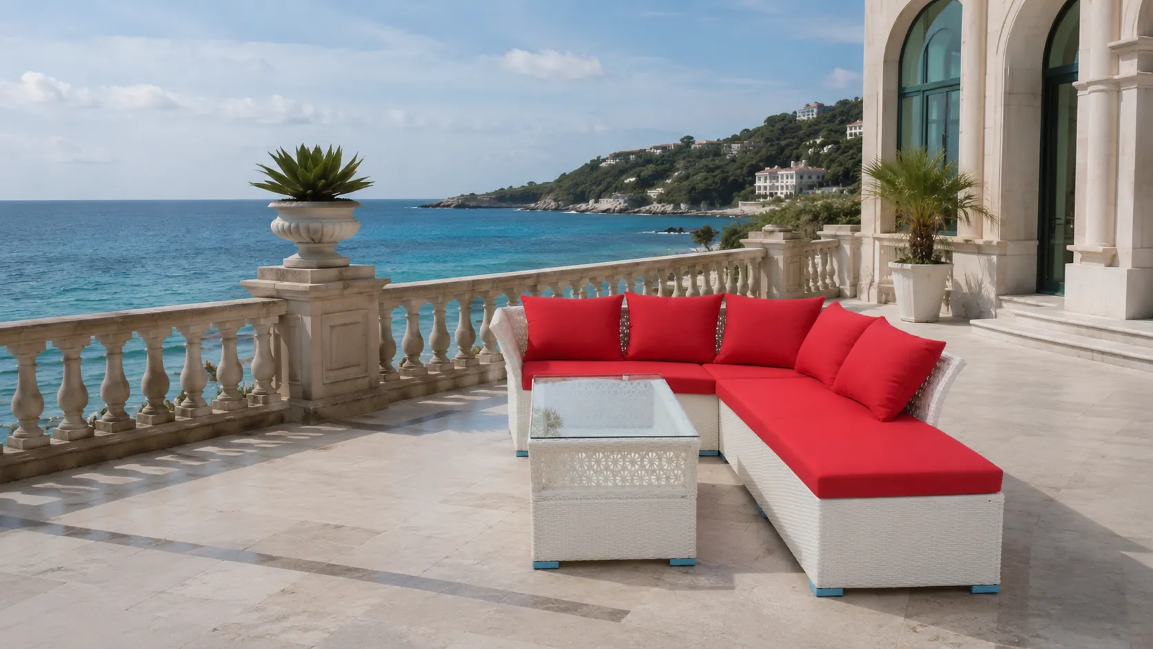 PE Rattan Outdoor Sectional Sofa Set with Coffee Table for Patio & Resort Lounge